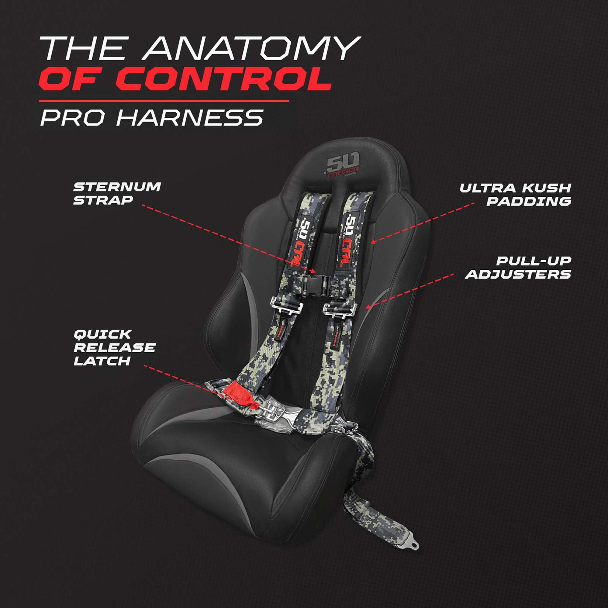 50 Caliber Racing 3" 4-Point UTV Harness | Latch & Link Quick Release | 9 Colors