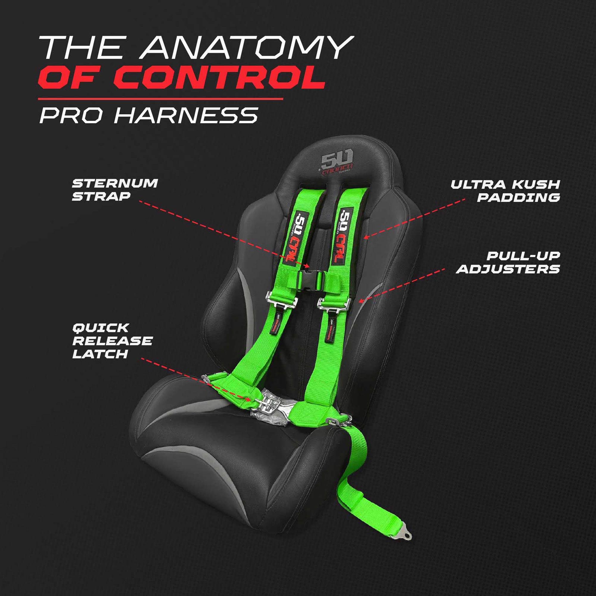 50 Caliber Racing 3" 4-Point UTV Harness | Latch & Link Quick Release | 9 Colors
