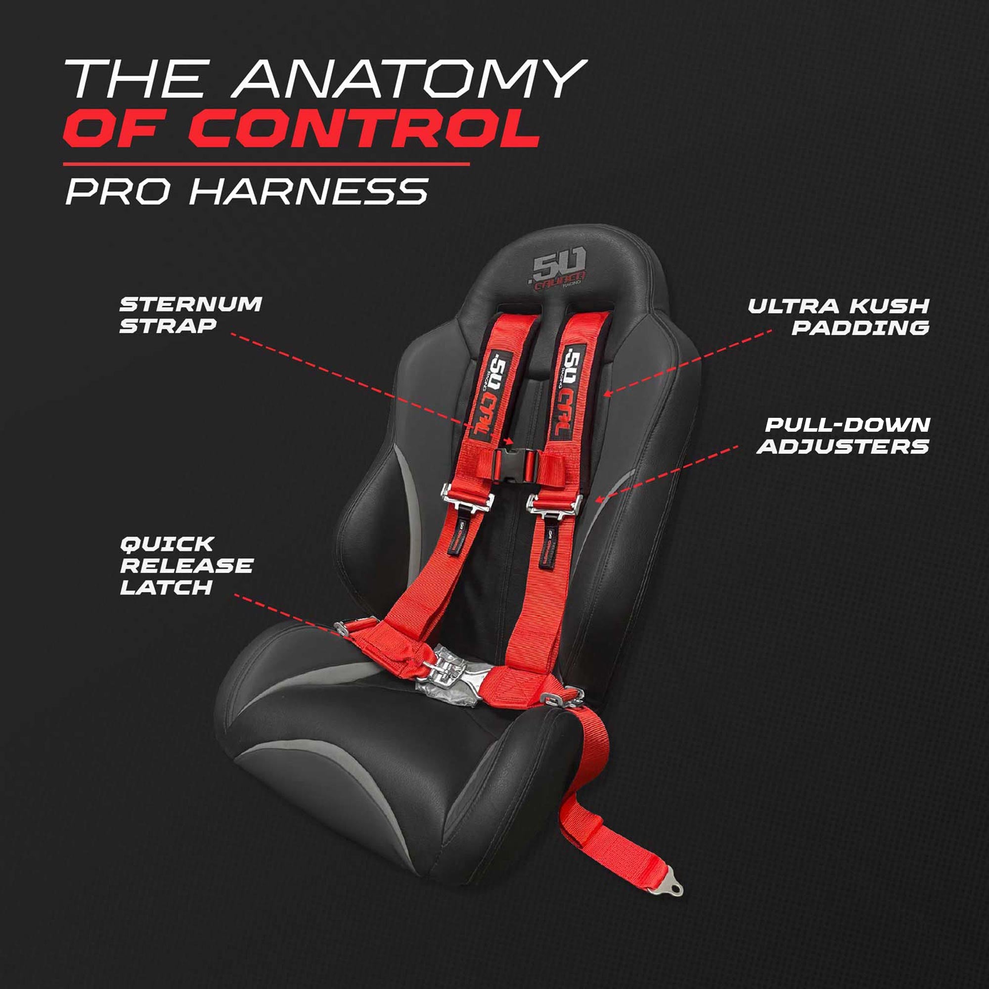 50 Caliber Racing 3" 4-Point UTV Harness | Latch & Link Quick Release | 9 Colors