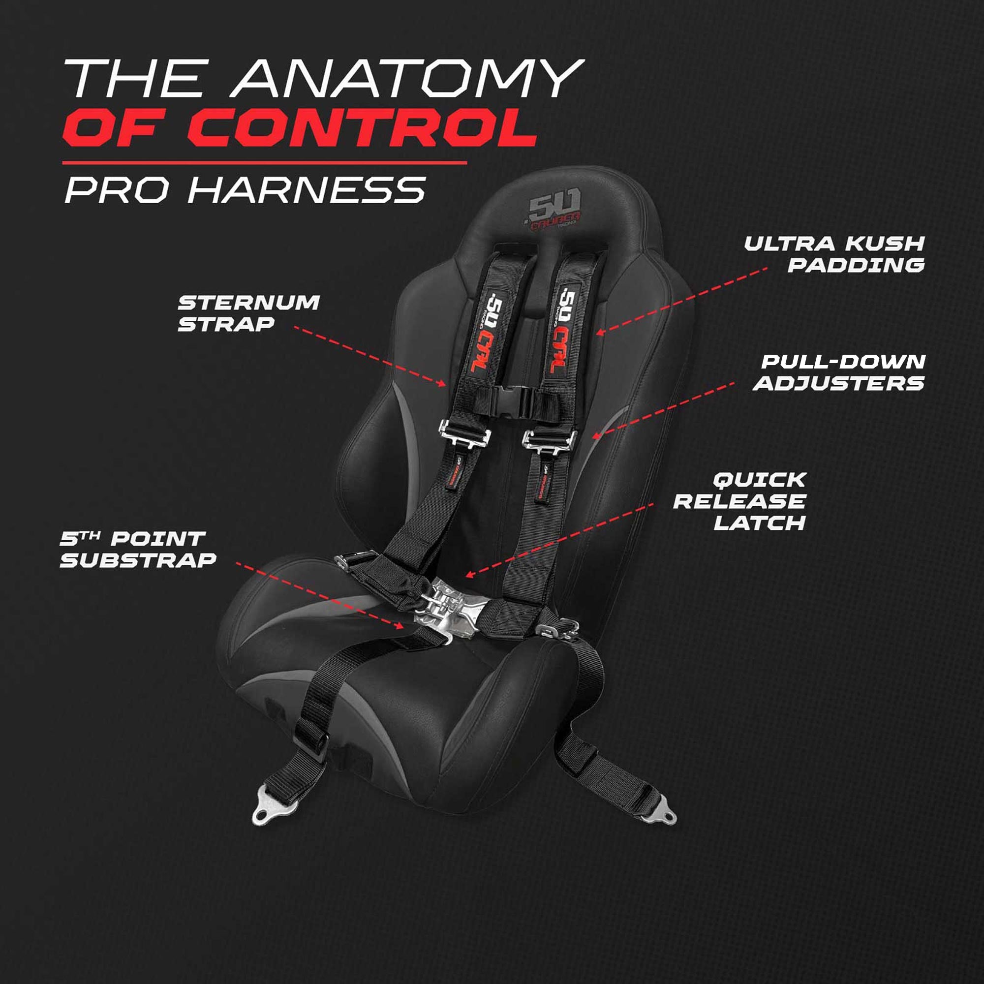 50 Caliber Racing 3" 5-Point UTV Harness | Anti-Submarine Strap | 9 Colors