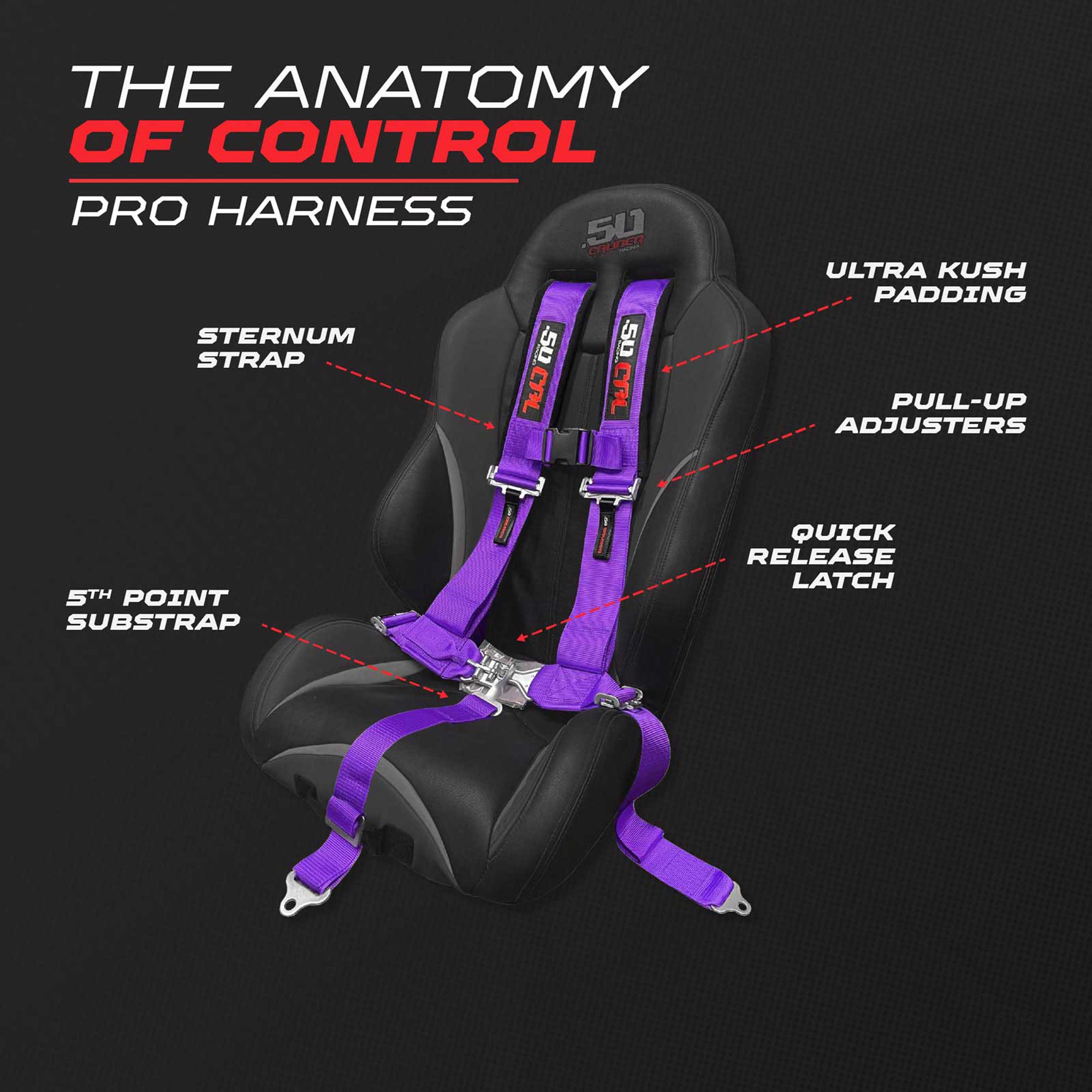 50 Caliber Racing 3" 5-Point UTV Harness | Anti-Submarine Strap | 9 Colors