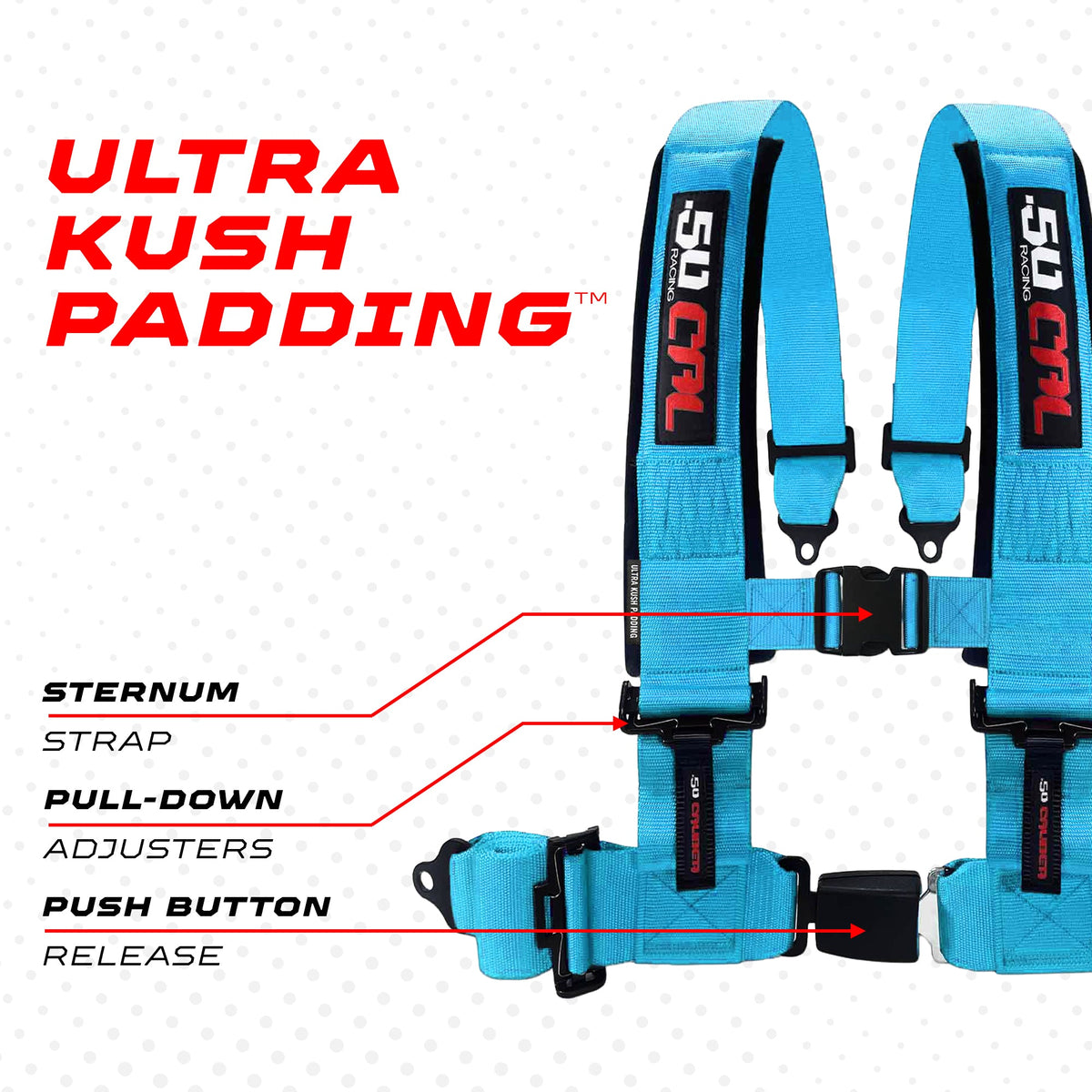4-Point UTV Harness with Push-Button Release | 50 Caliber Racing