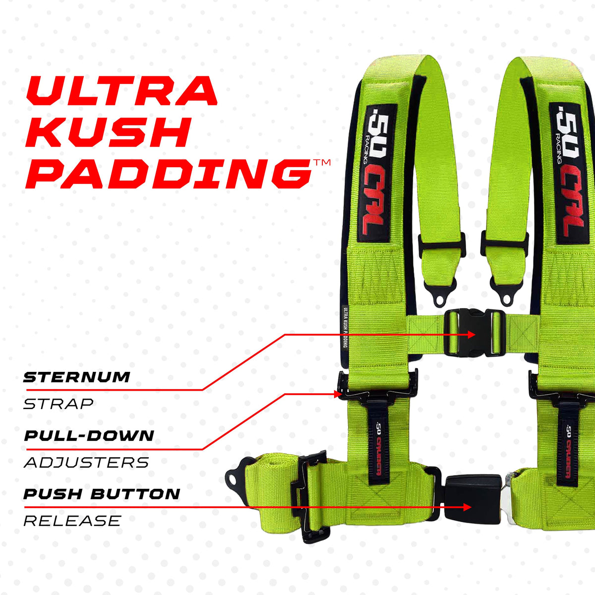 4-Point UTV Harness with Push-Button Release | 50 Caliber Racing