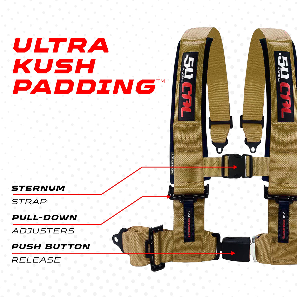 4-Point UTV Harness with Push-Button Release | 50 Caliber Racing