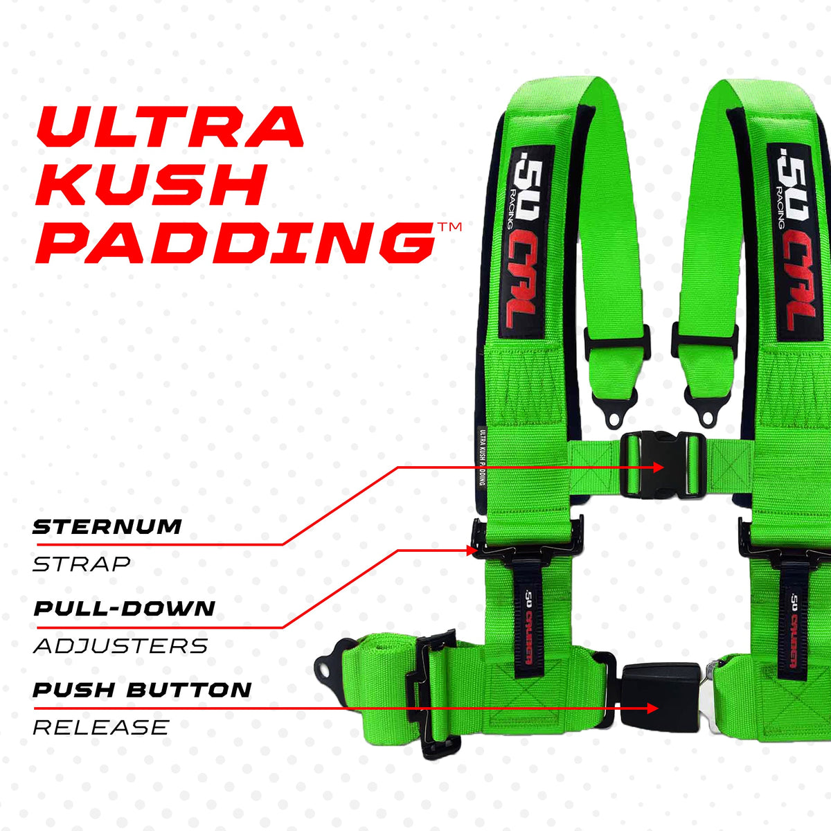 4-Point UTV Harness with Push-Button Release | 50 Caliber Racing