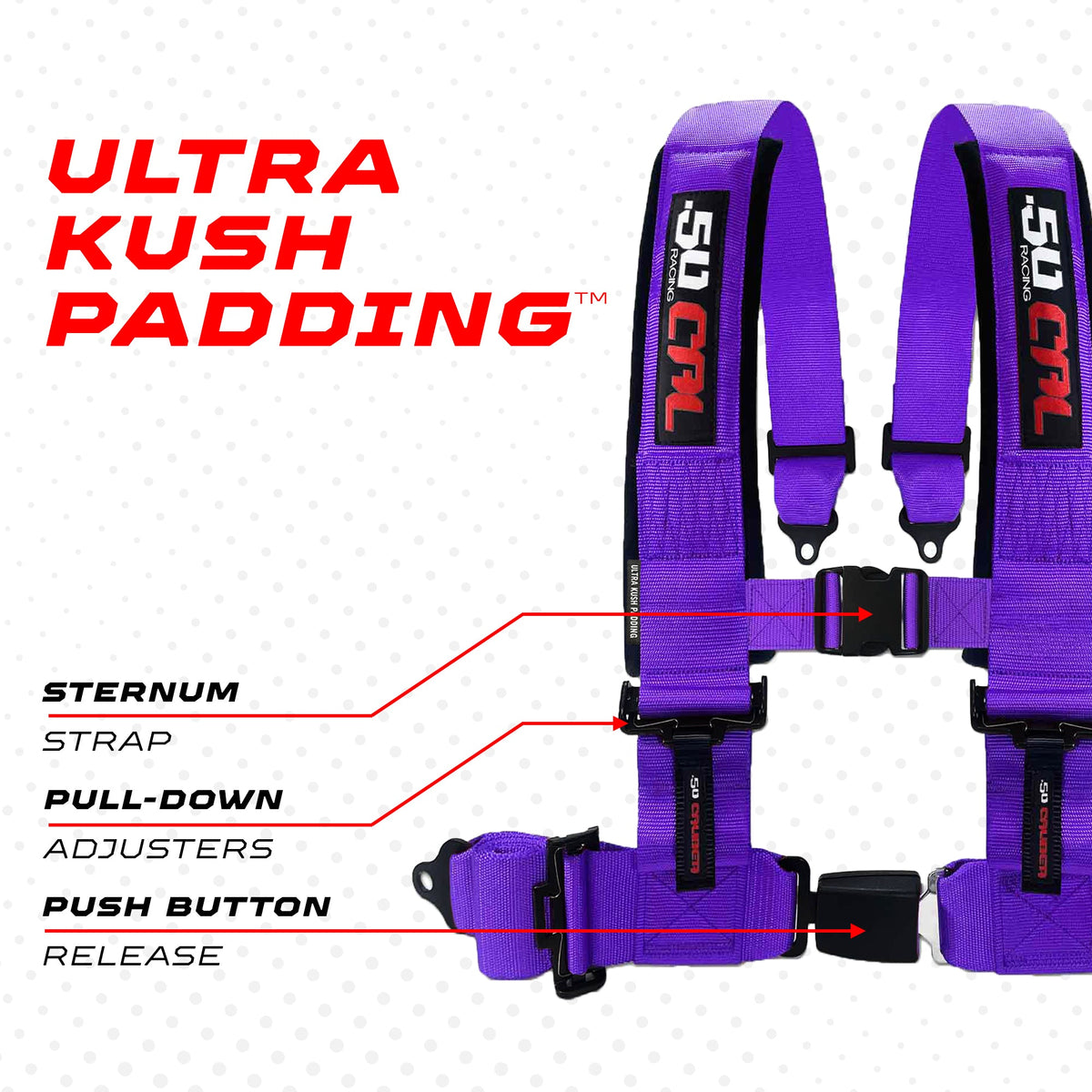 4-Point UTV Harness with Push-Button Release | 50 Caliber Racing