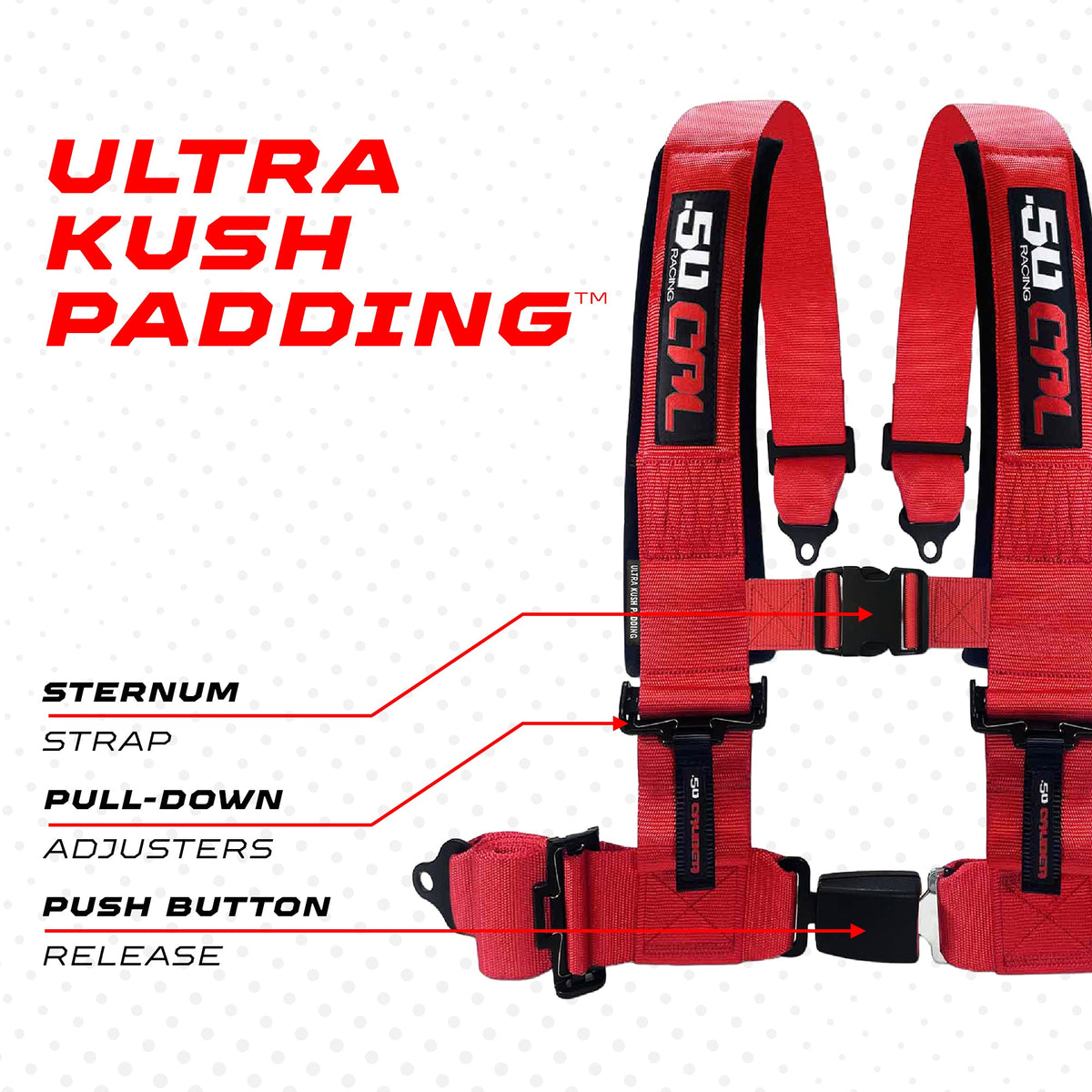 4-Point UTV Harness with Push-Button Release | 50 Caliber Racing