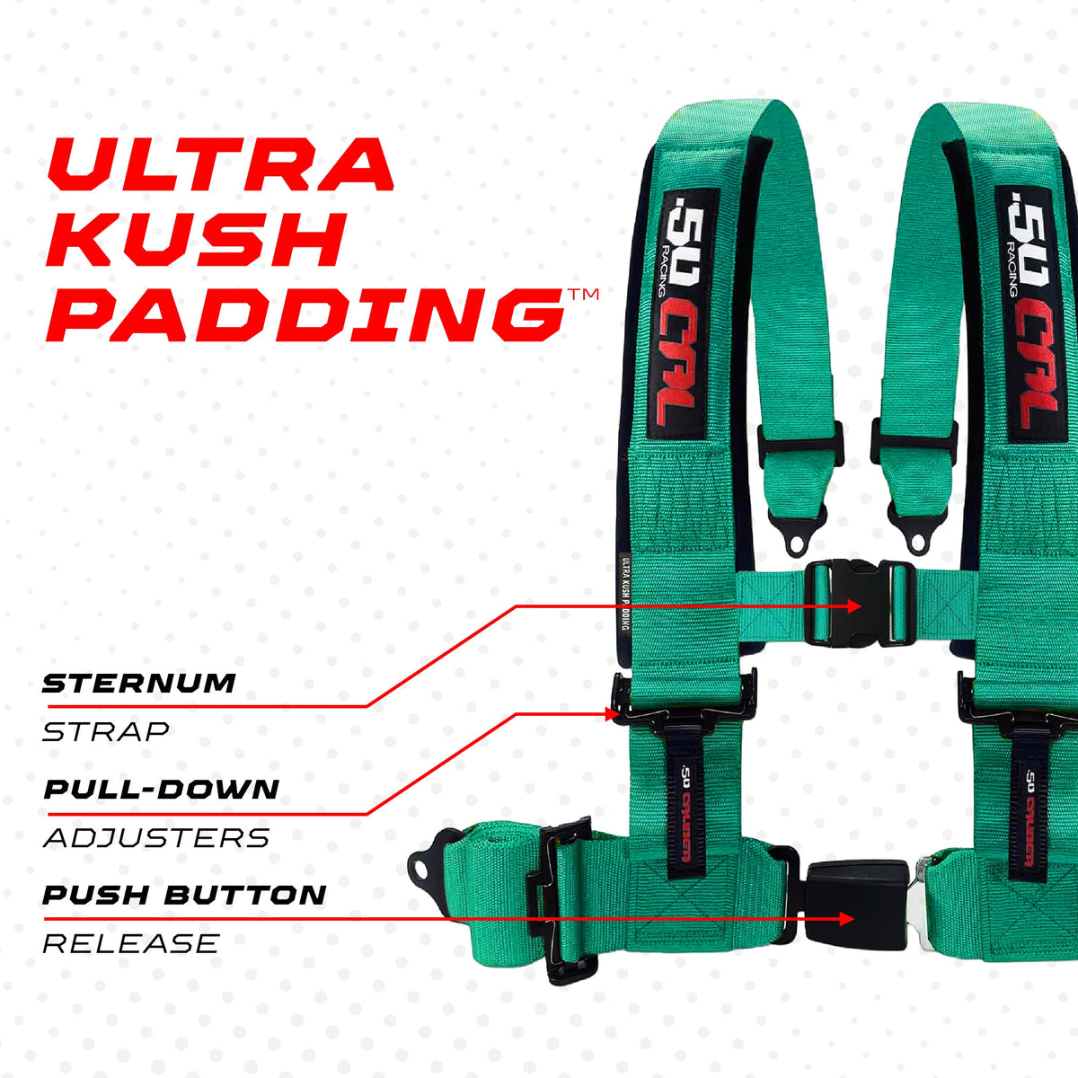 4-Point UTV Harness with Push-Button Release | 50 Caliber Racing