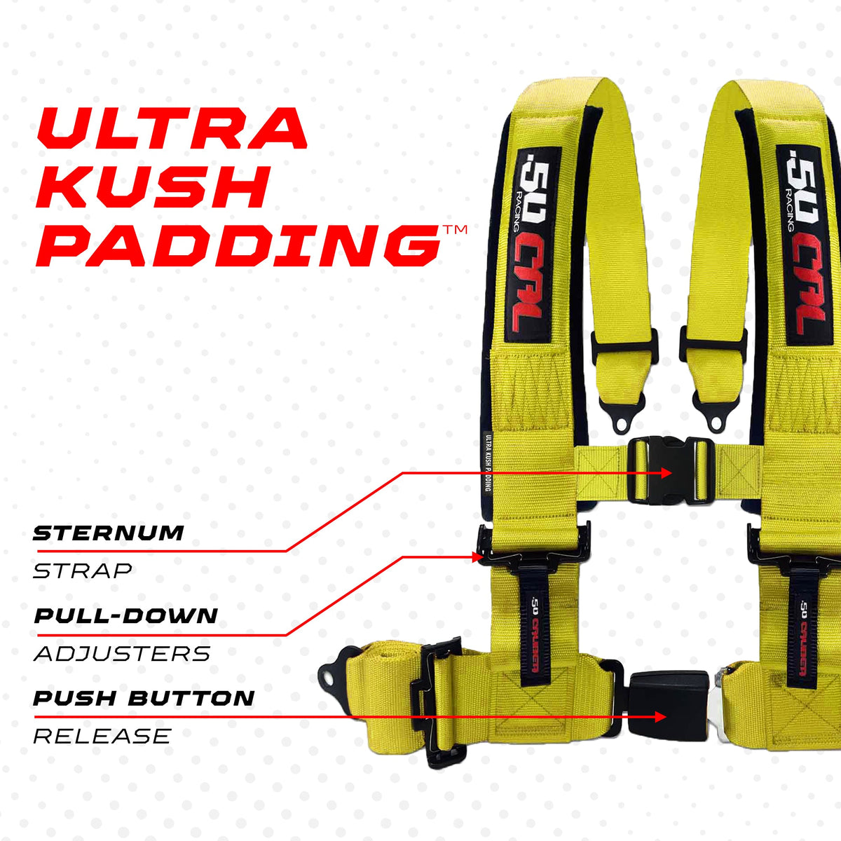 4-Point UTV Harness with Push-Button Release | 50 Caliber Racing