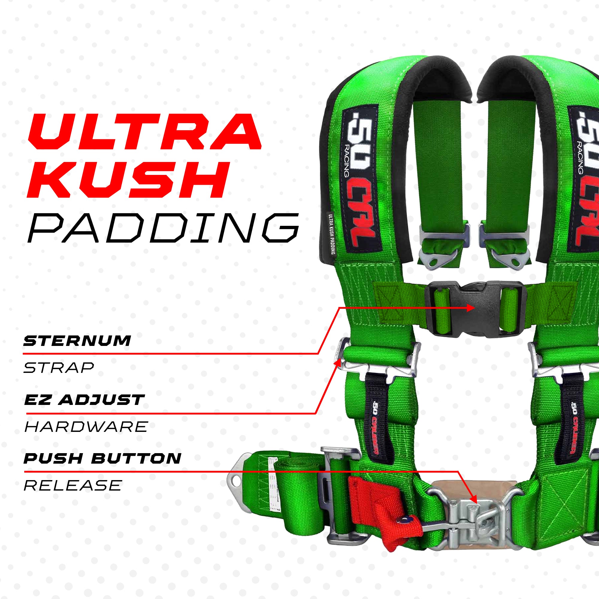 50 Caliber Racing 3" 4-Point UTV Harness | Latch & Link Quick Release | 9 Colors