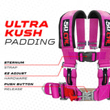 50 Caliber Racing 2-inch 4-point UTV harness in Pink — sewn-in padding details