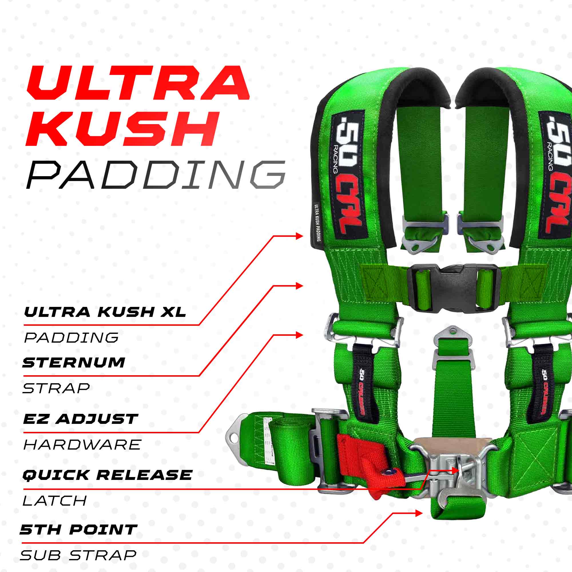 50 Caliber Racing 3" 5-Point UTV Harness | Anti-Submarine Strap | 9 Colors