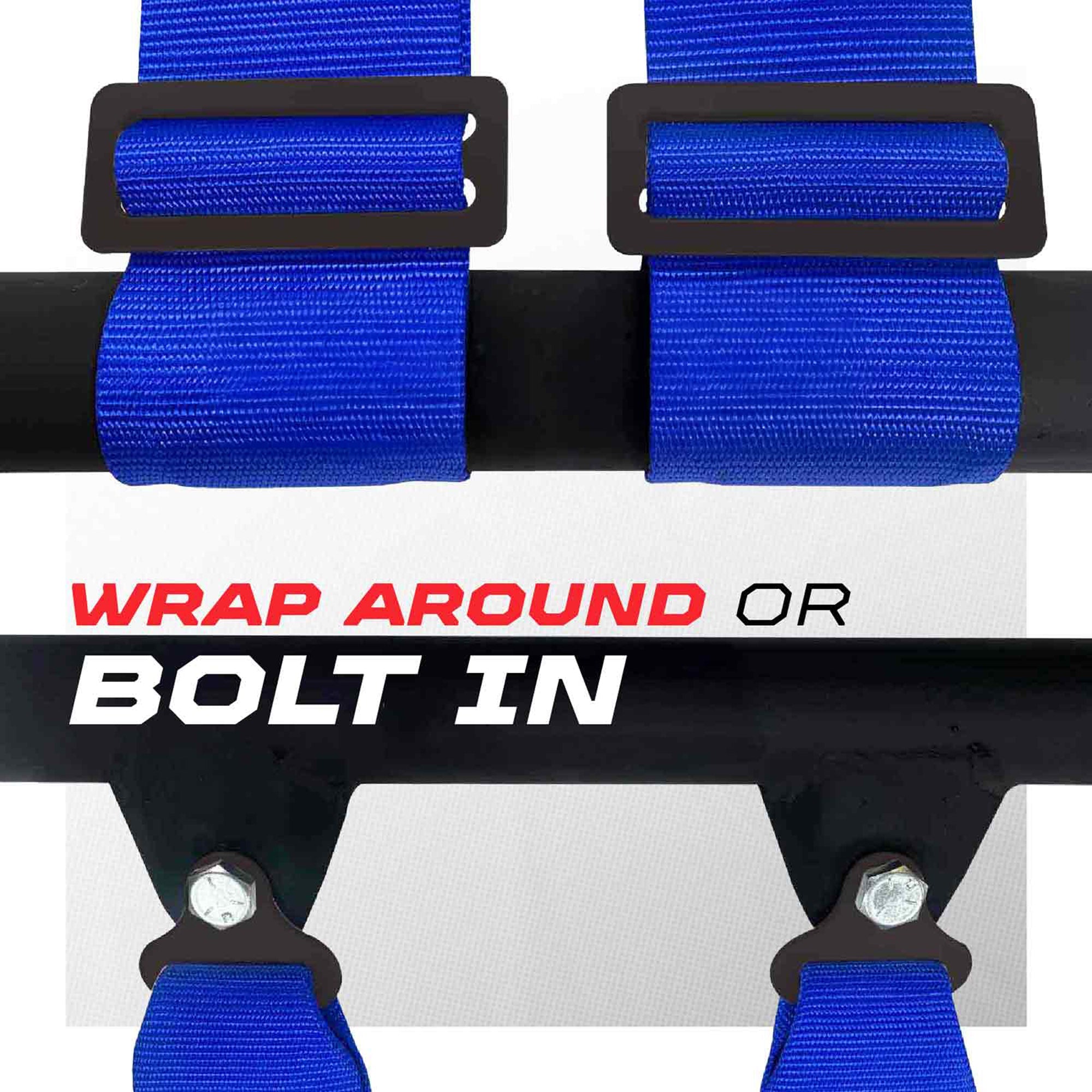 50 Caliber Racing 4-Point UTV Harness – Push Button, Sewn-In Pads, 10 Colors, 2" & 3"