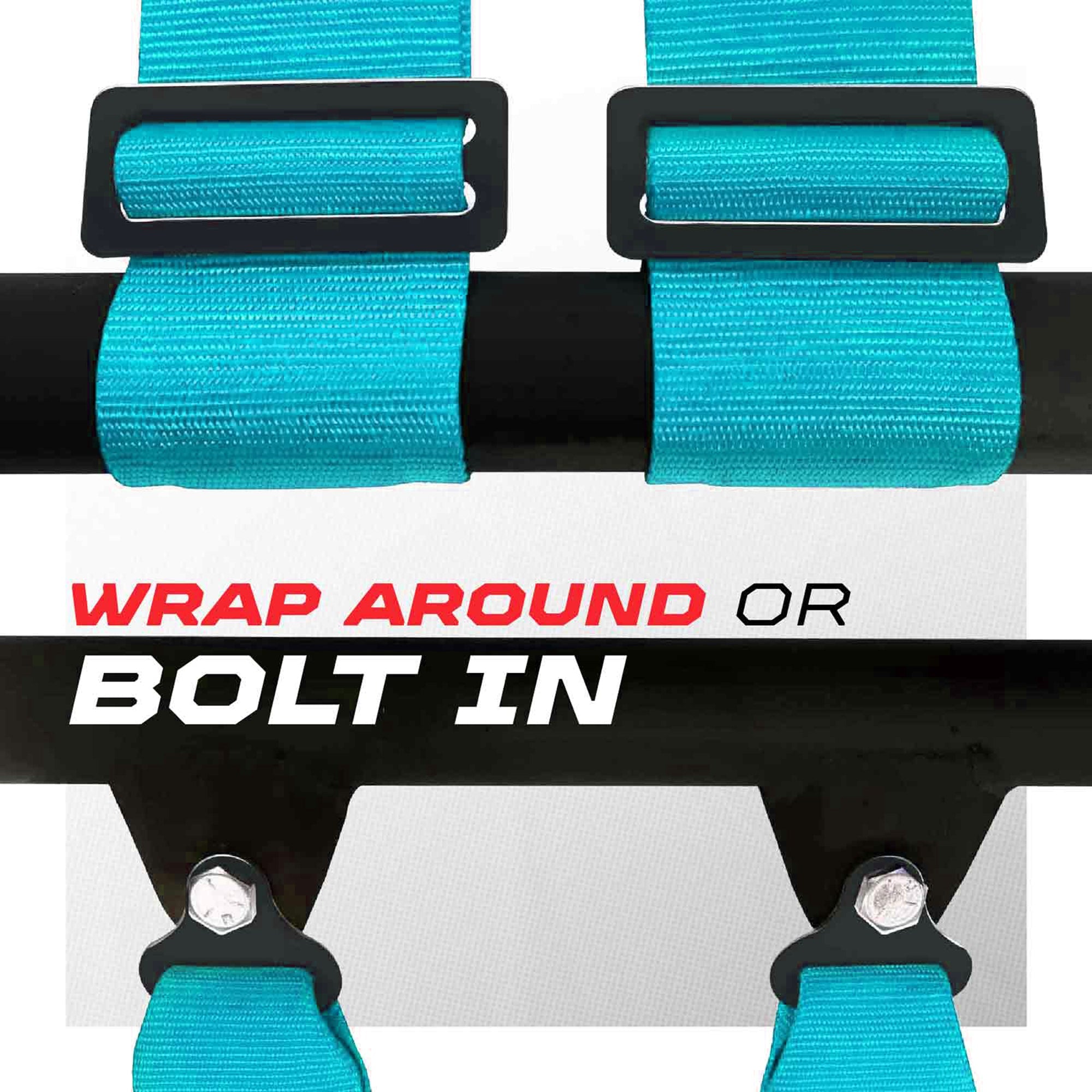 50 Caliber Racing 4-Point UTV Harness – Push Button, Sewn-In Pads, 10 Colors, 2" & 3"