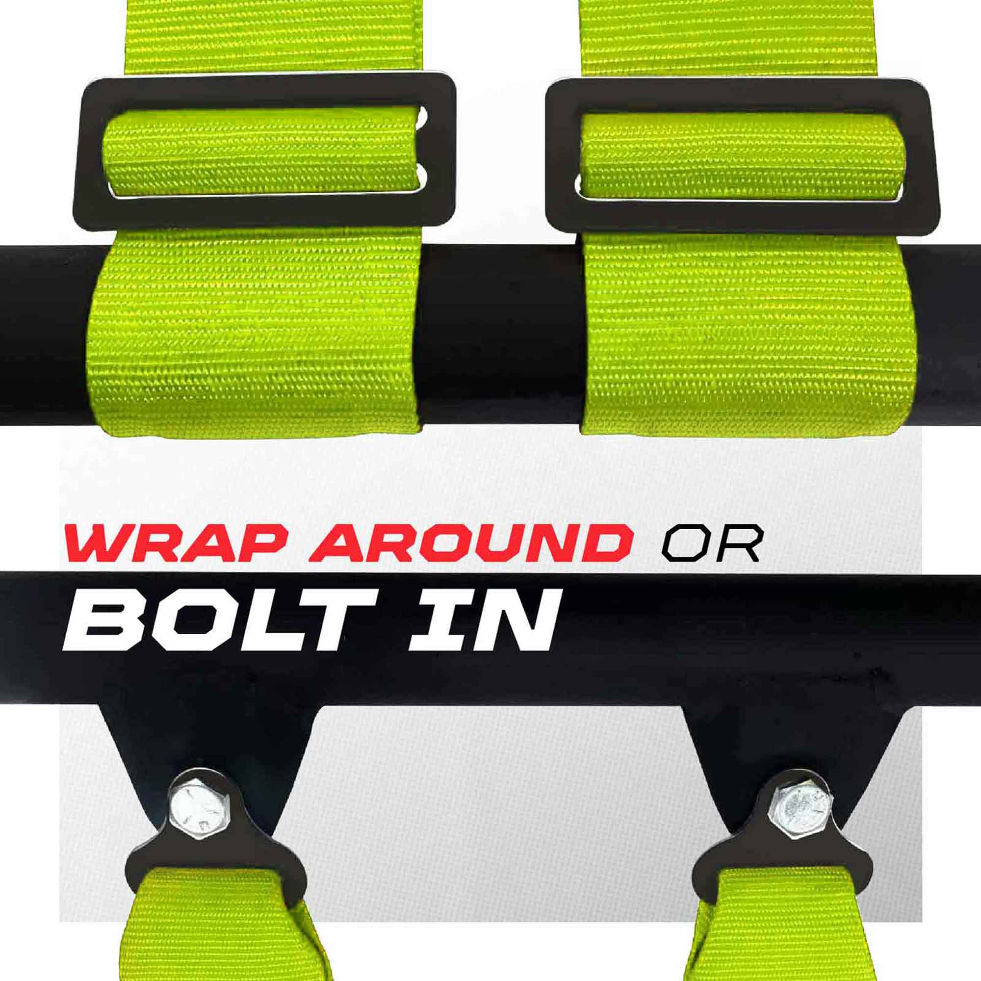 50 Caliber Racing 4-Point UTV Harness – Push Button, Sewn-In Pads, 10 Colors, 2" & 3"