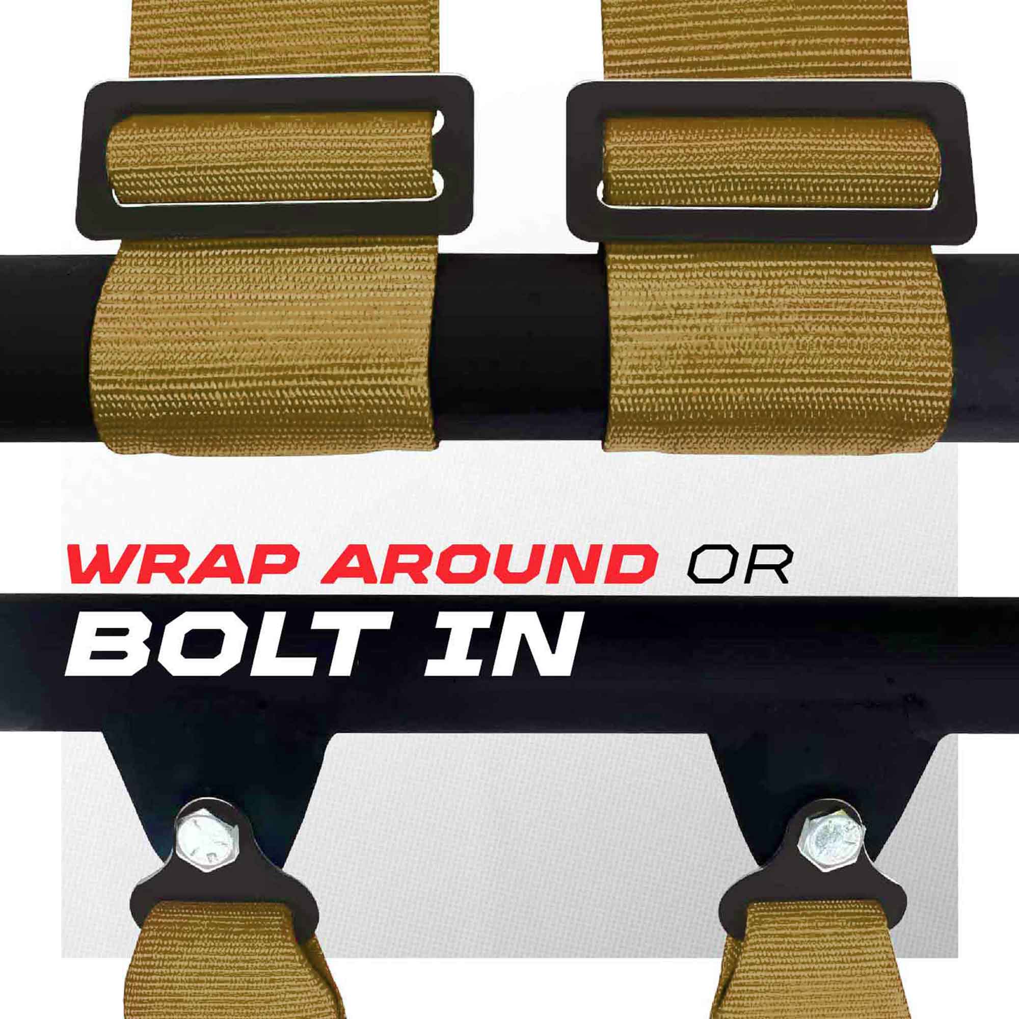 50 Caliber Racing 4-Point UTV Harness – Push Button, Sewn-In Pads, 10 Colors, 2" & 3"