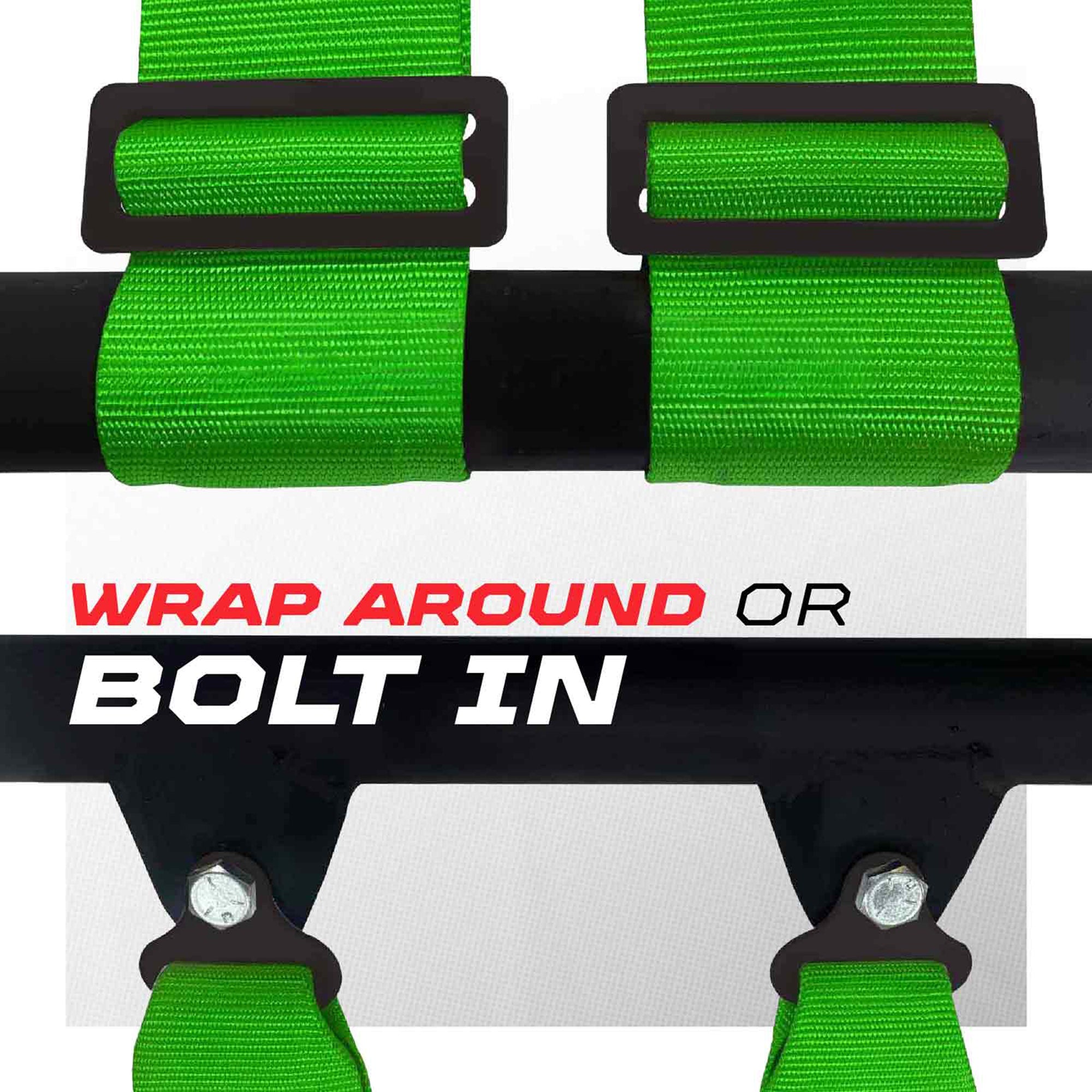 50 Caliber Racing 4-Point UTV Harness – Push Button, Sewn-In Pads, 10 Colors, 2" & 3"