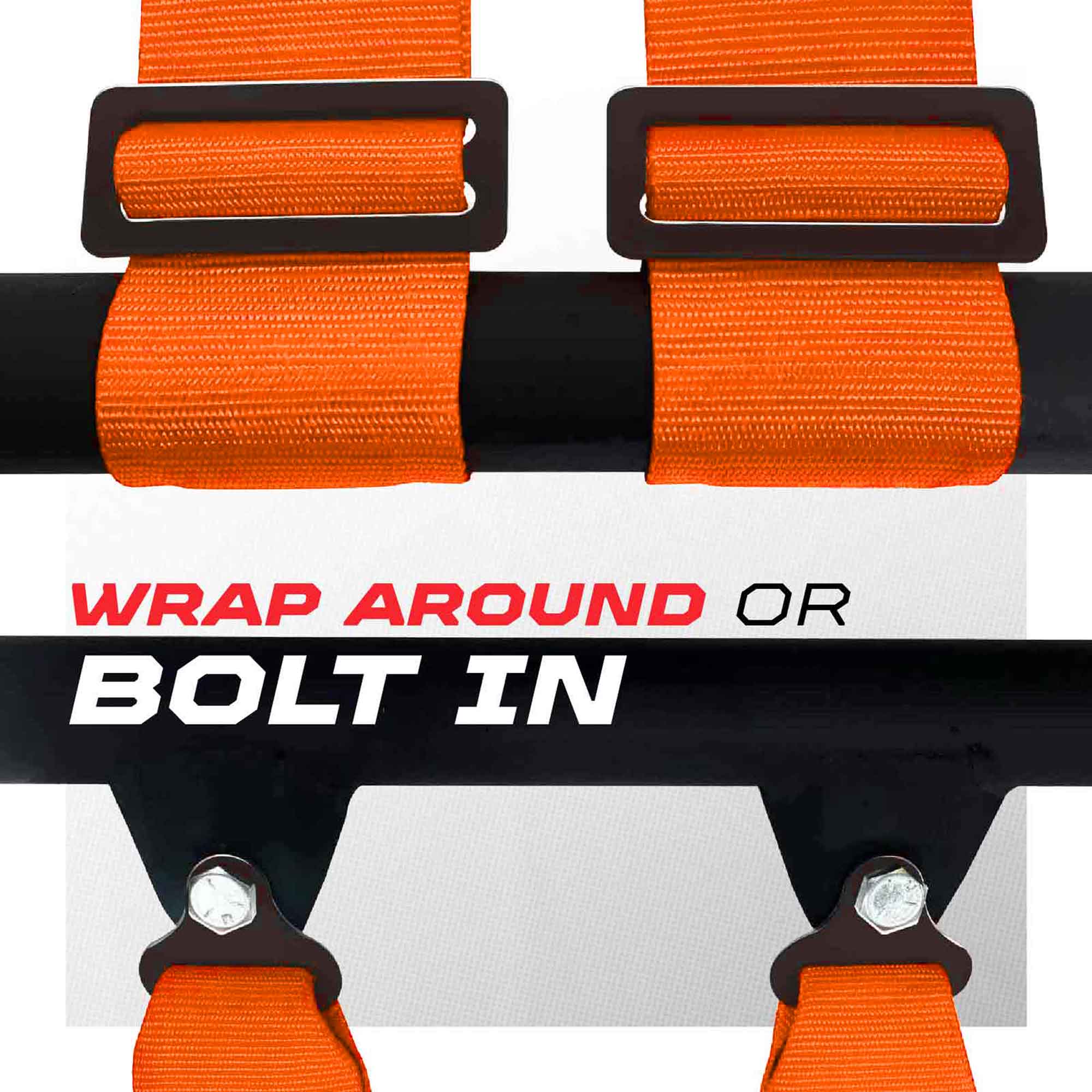 50 Caliber Racing 4-Point UTV Harness – Push Button, Sewn-In Pads, 10 Colors, 2" & 3"