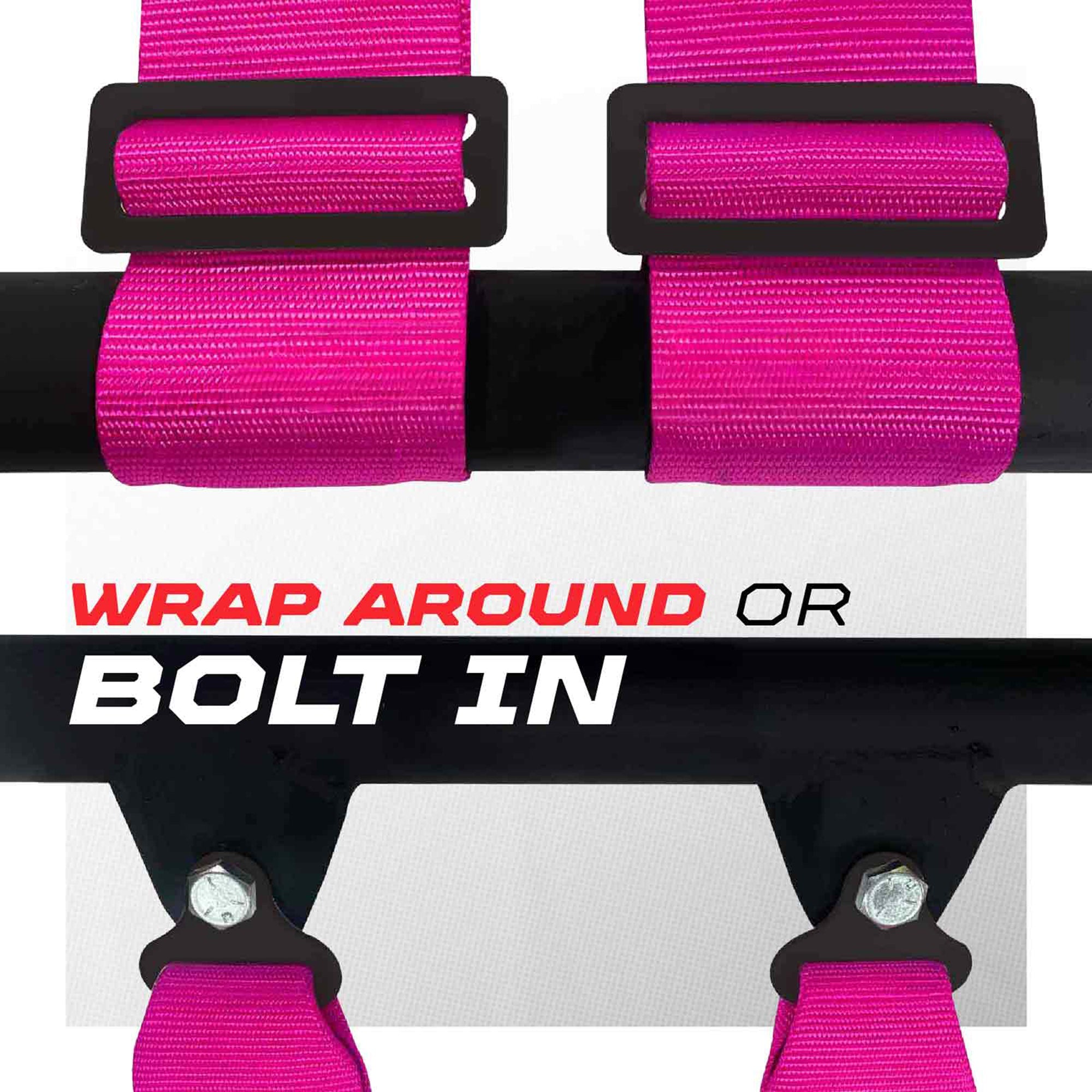 50 Caliber Racing 4-Point UTV Harness – Push Button, Sewn-In Pads, 10 Colors, 2" & 3"