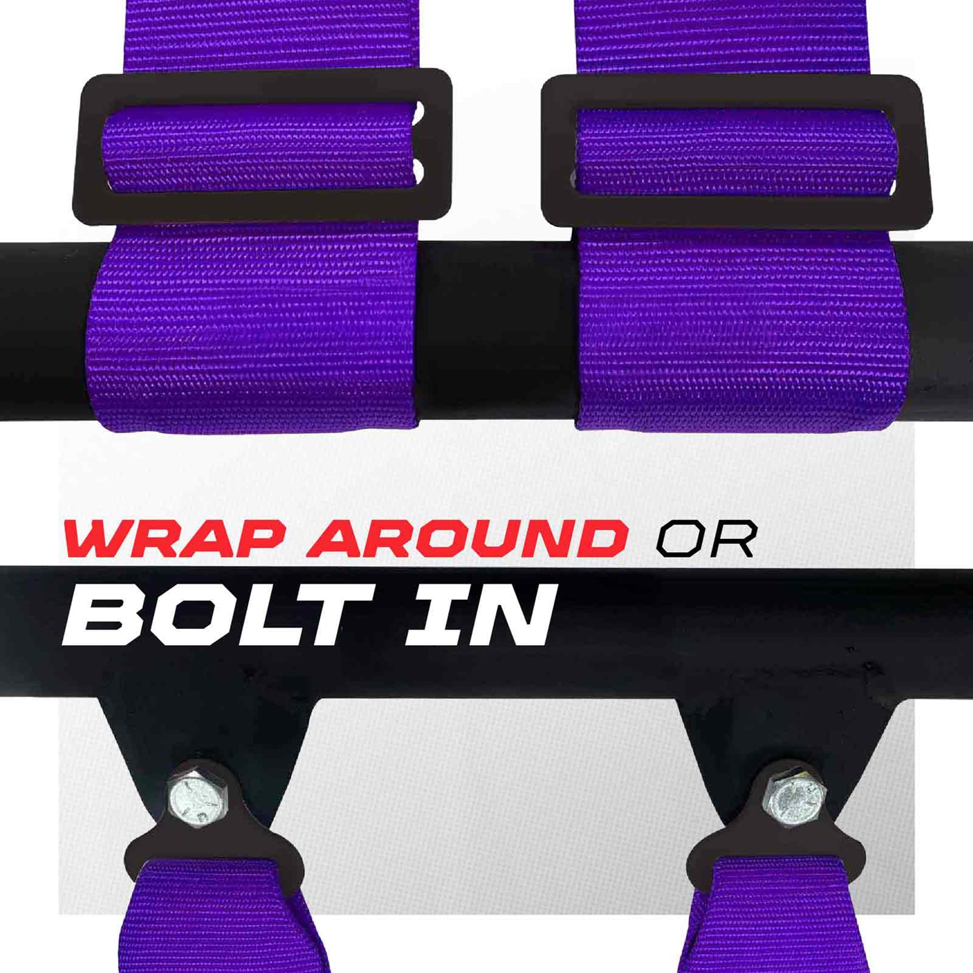 50 Caliber Racing 4-Point UTV Harness – Push Button, Sewn-In Pads, 10 Colors, 2" & 3"