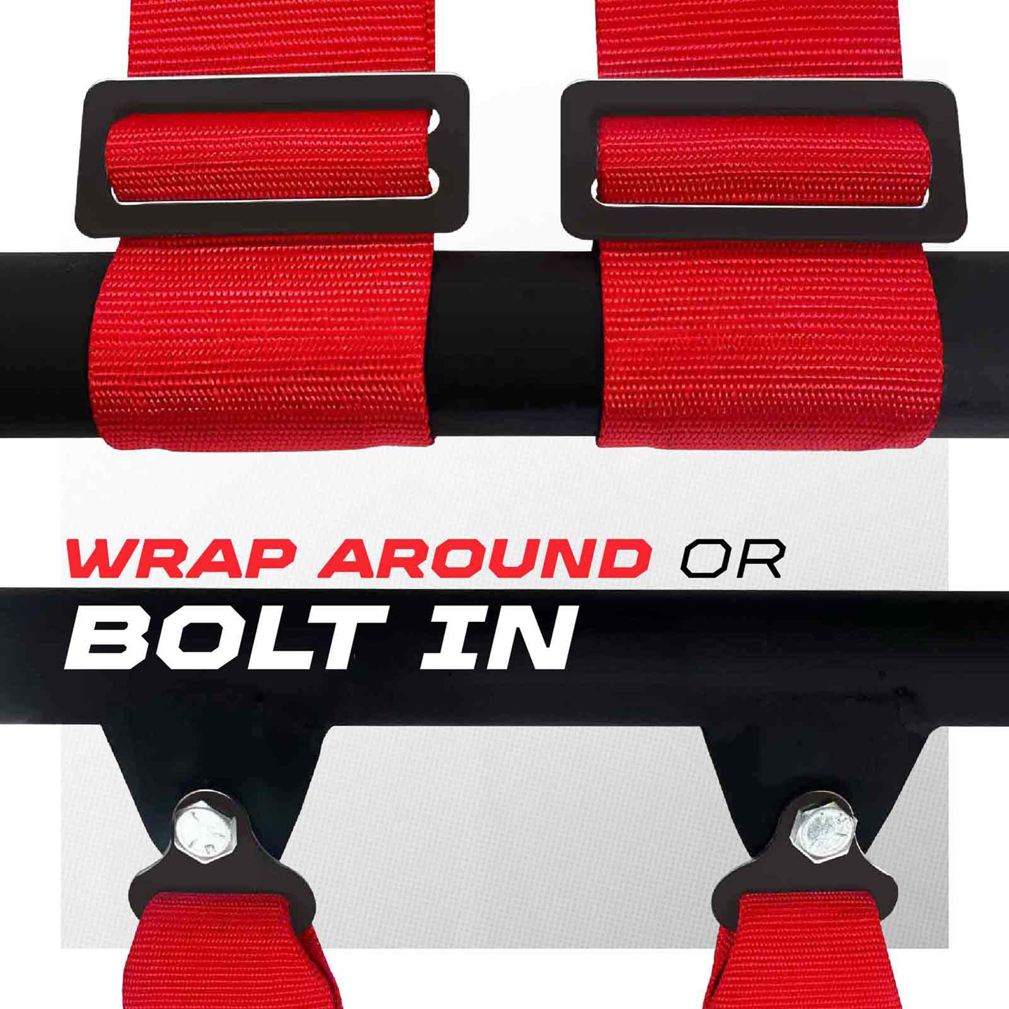 50 Caliber Racing 4-Point UTV Harness – Push Button, Sewn-In Pads, 10 Colors, 2" & 3"