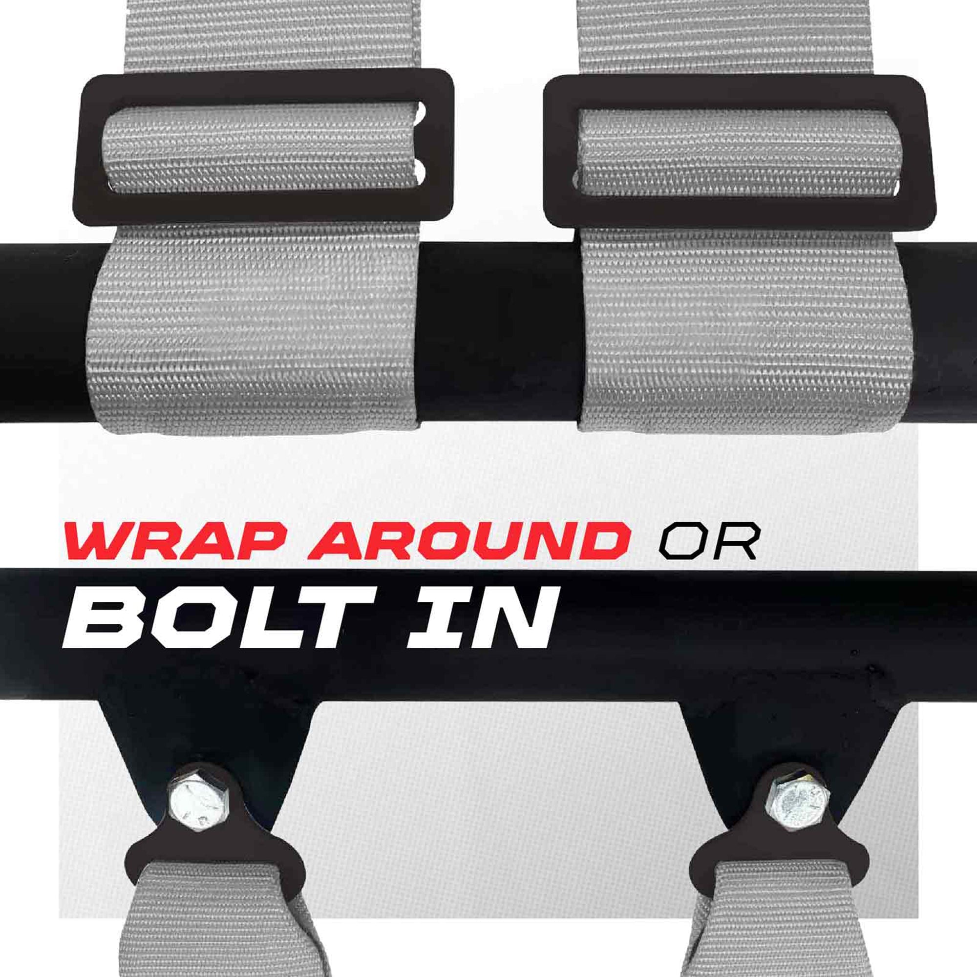 50 Caliber Racing 4-Point UTV Harness – Push Button, Sewn-In Pads, 10 Colors, 2" & 3"
