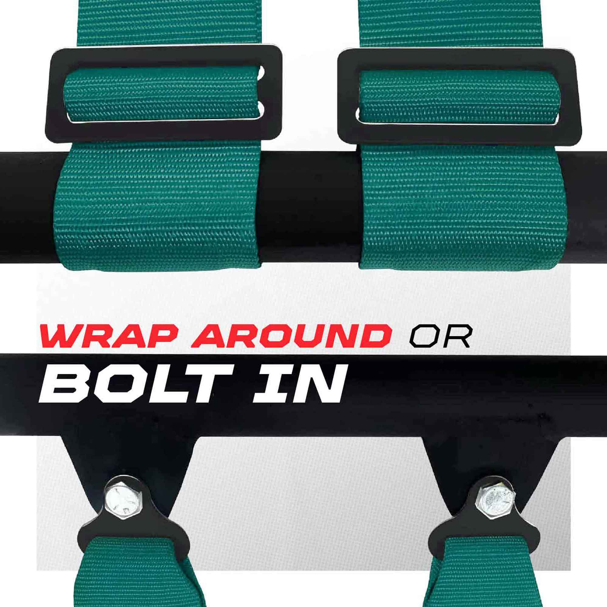 50 Caliber Racing 4-Point UTV Harness – Push Button, Sewn-In Pads, 10 Colors, 2" & 3"
