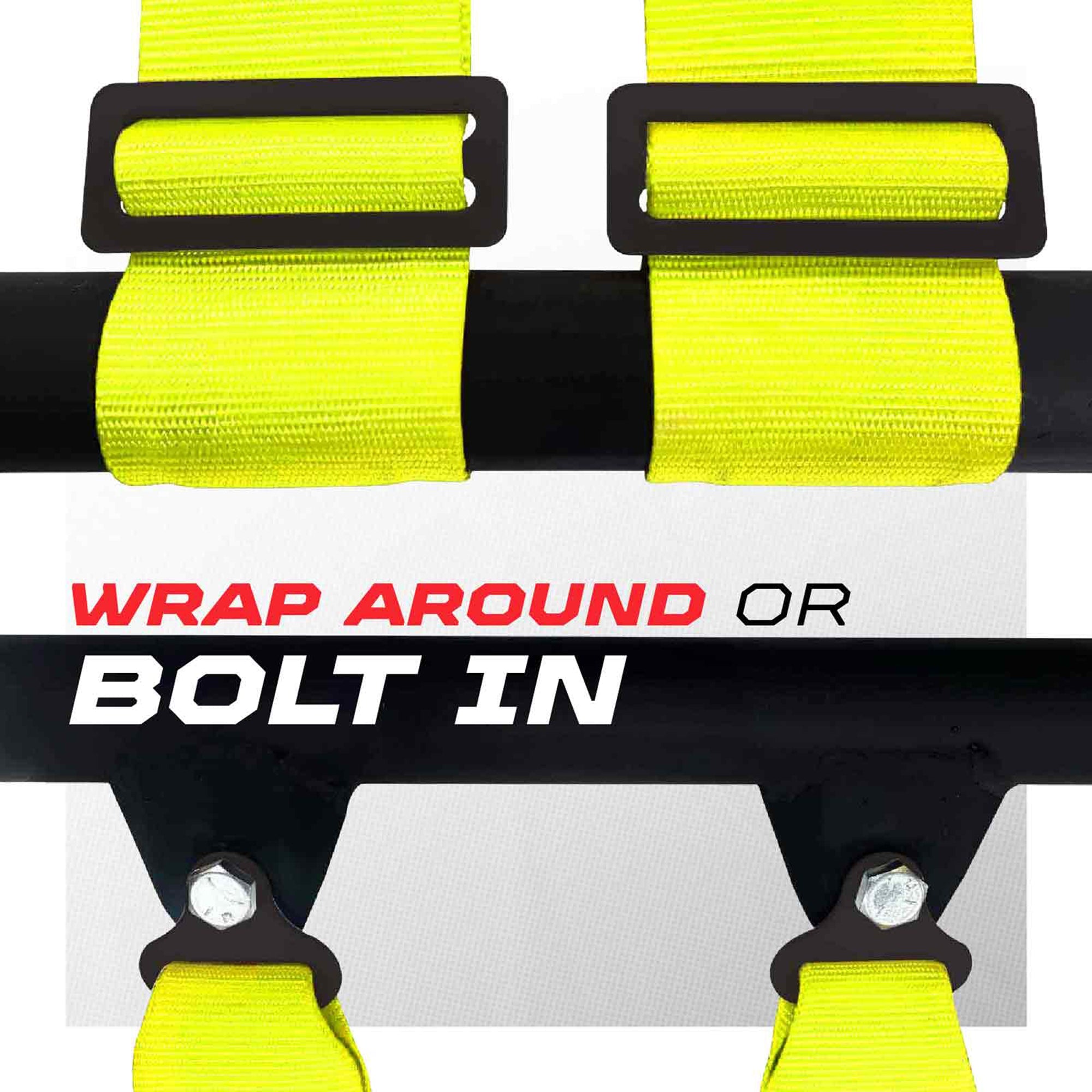 50 Caliber Racing 4-Point UTV Harness – Push Button, Sewn-In Pads, 10 Colors, 2" & 3"