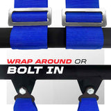 50 Caliber Racing 2-inch 4-point UTV harness in Blue — wrap-around and bolt-in mounting options