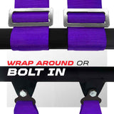 50 Caliber Racing 2-inch 4-point UTV harness in Purple — wrap-around and bolt-in mounting options