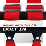 50 Caliber Racing 2-inch 4-point UTV harness in Red — wrap-around and bolt-in mounting options