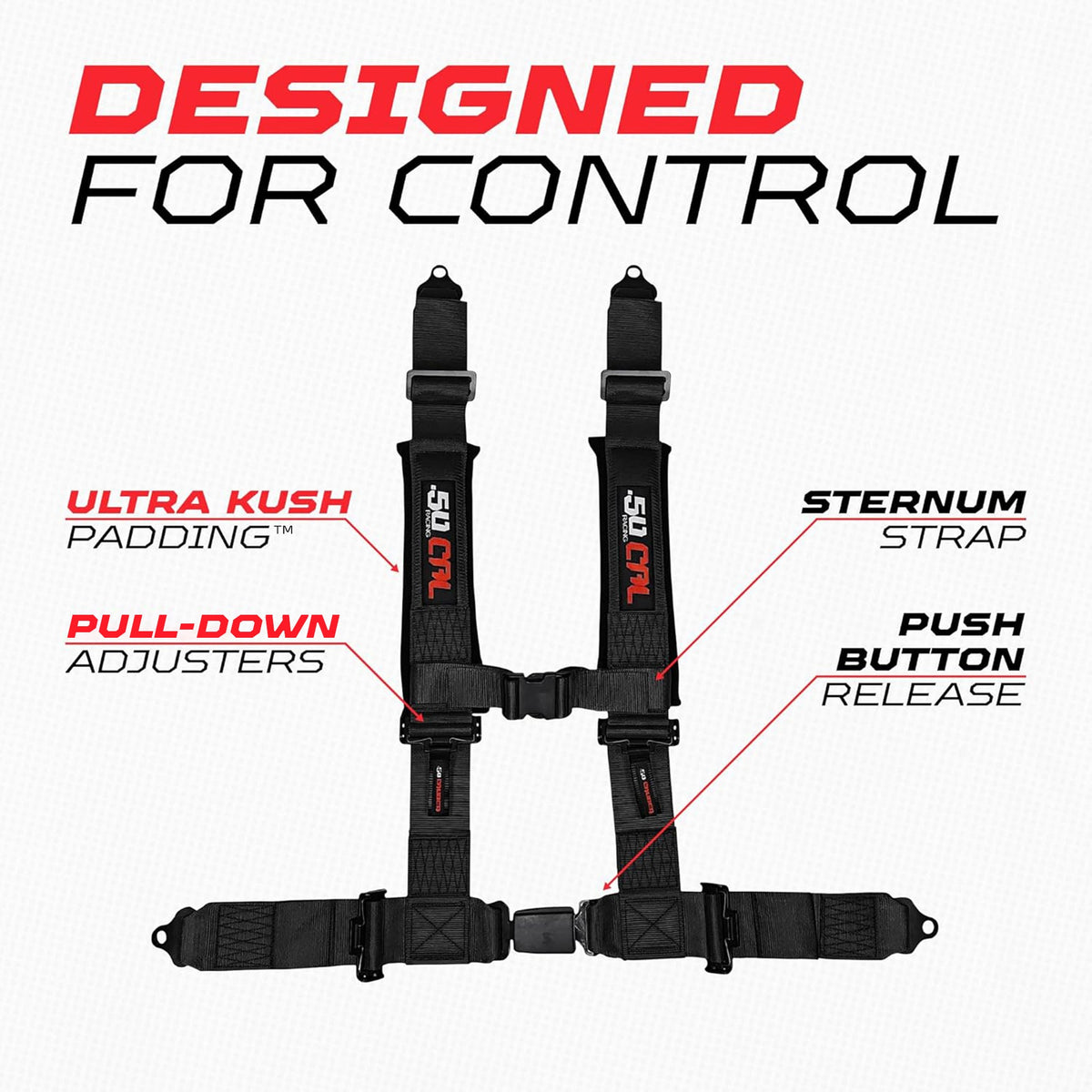 4-Point UTV Harness with Push-Button Release | 50 Caliber Racing