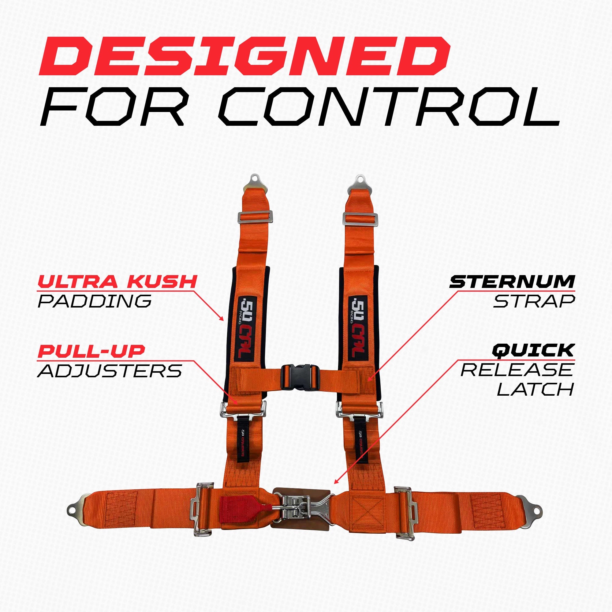50 Caliber Racing 2" 4-Point UTV Harness - Latch & Link Quick Release