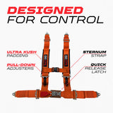 50 Caliber Racing 2-inch 4-point UTV harness in Orange — control and restraint design