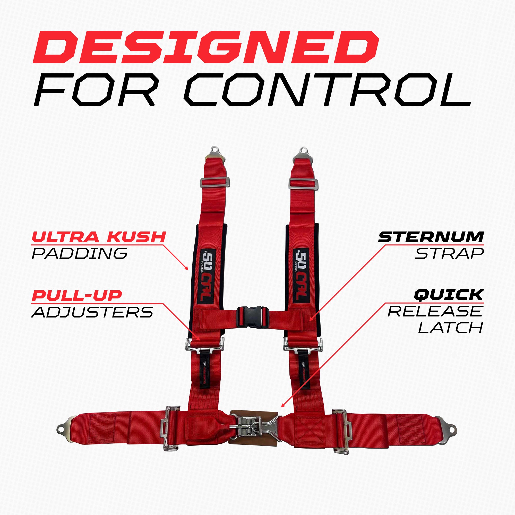 50 Caliber Racing 3" 4-Point UTV Harness | Latch & Link Quick Release | 9 Colors