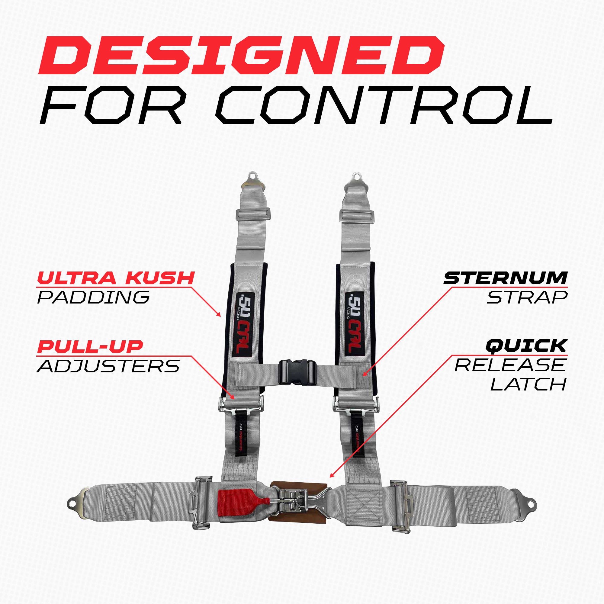 50 Caliber Racing 2" 4-Point UTV Harness - Latch & Link Quick Release