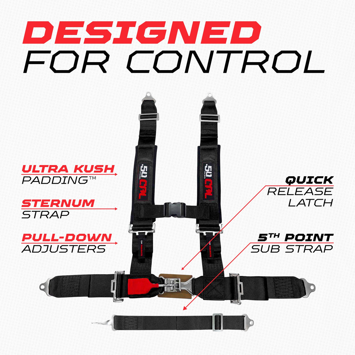 Pro Series 3" 5-Point Race-Latch UTV Harness