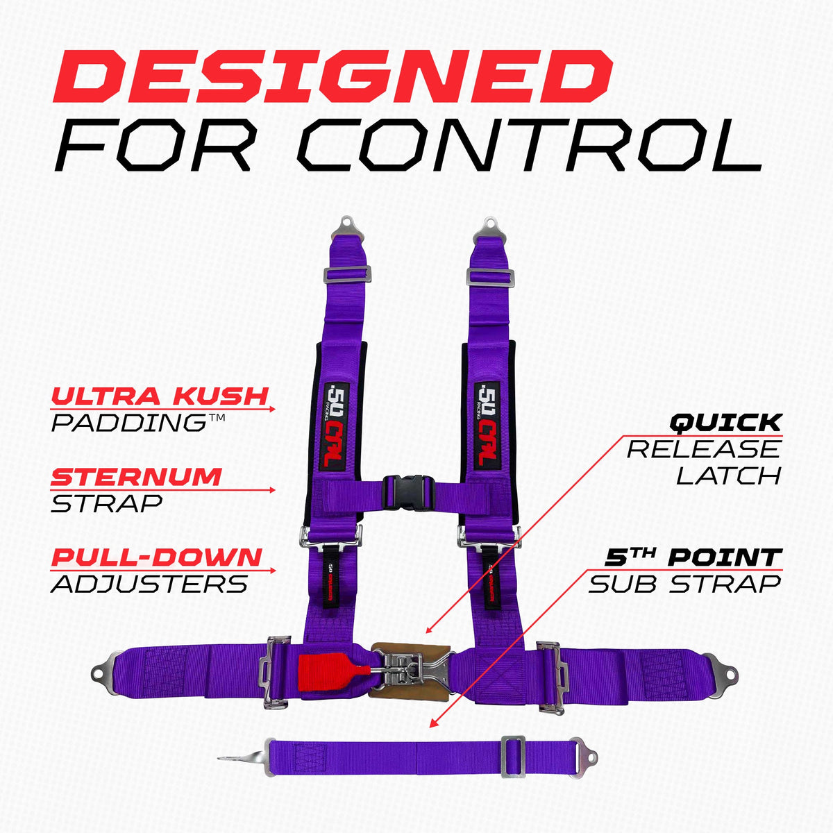 Pro Series 3" 5-Point Race-Latch UTV Harness