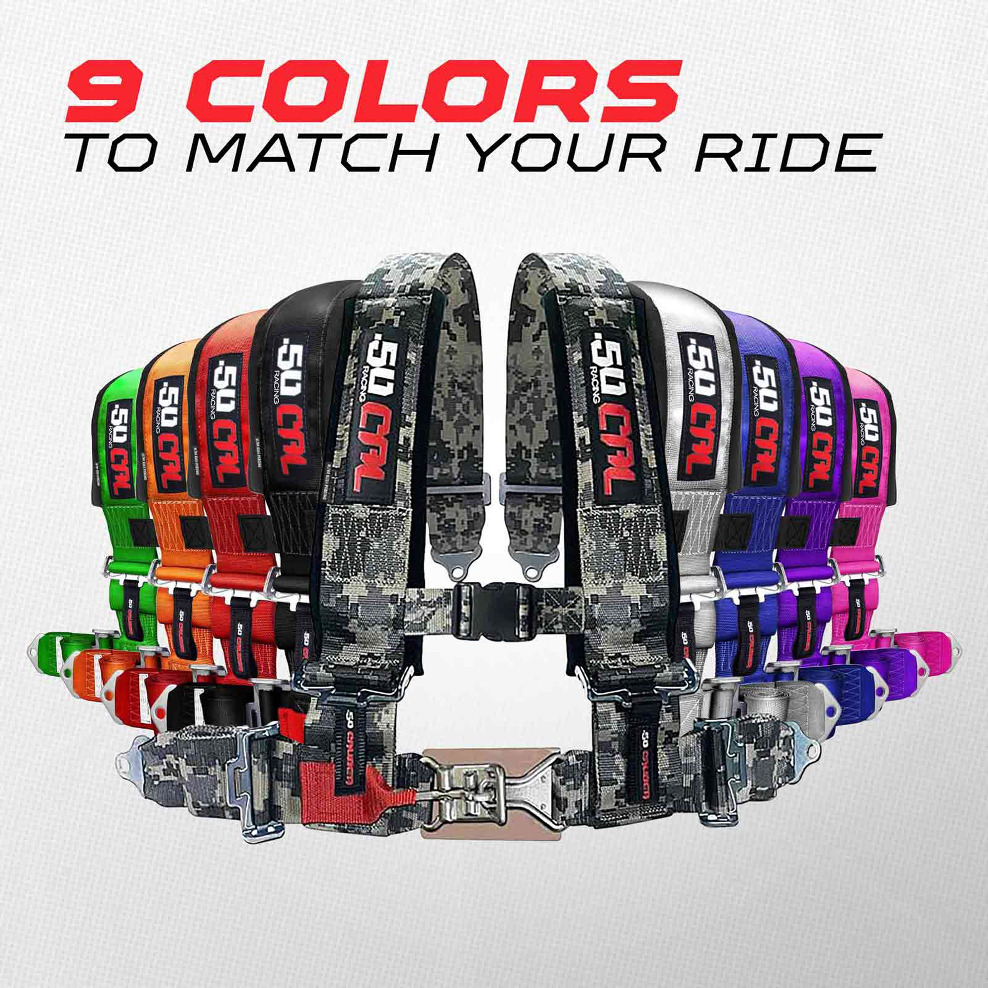 50 Caliber Racing 3" 4-Point UTV Harness | Latch & Link Quick Release | 9 Colors