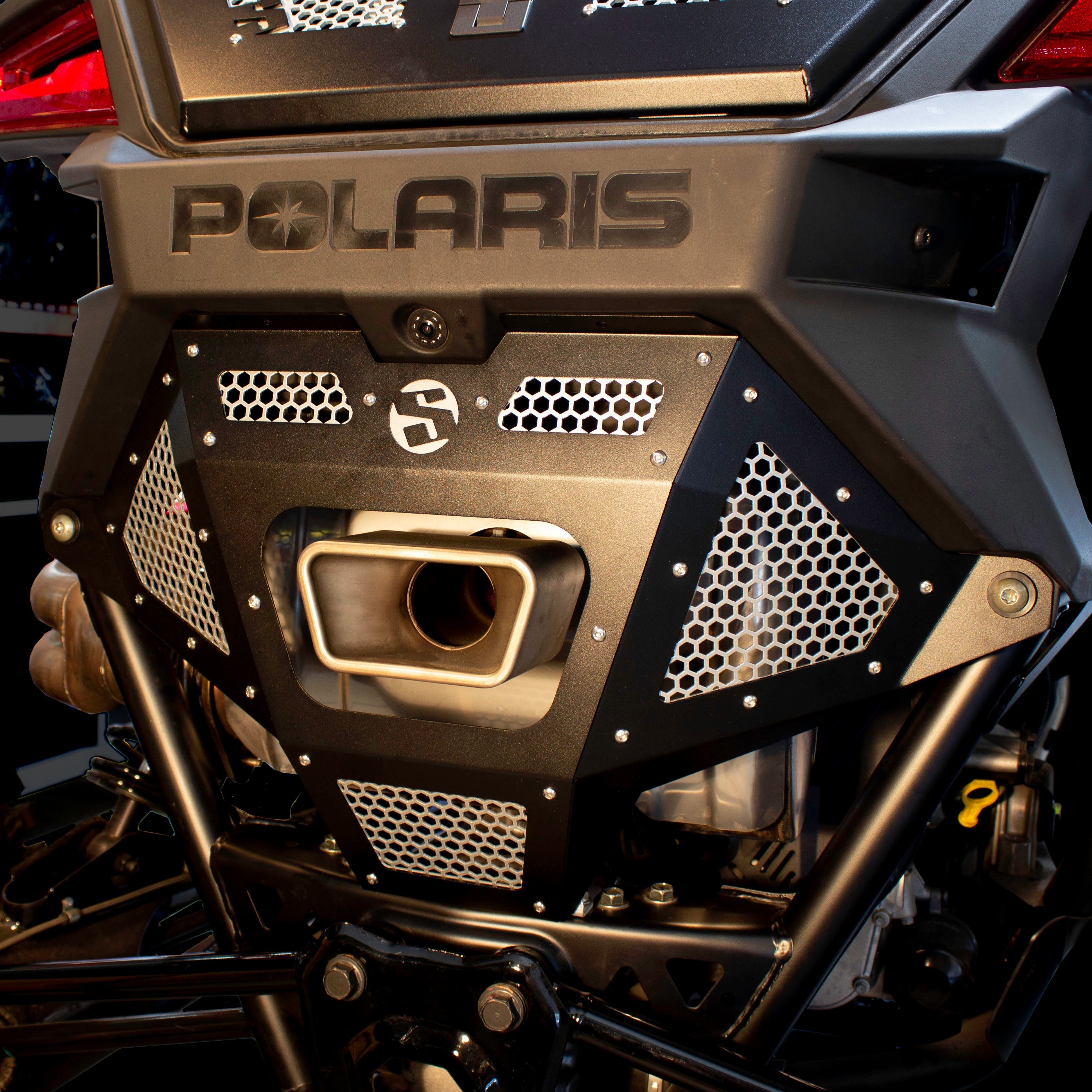 Photo of Polaris Pro R Rear Exhaust Cover by SDR Motorsports - Premium Exhaust Covers for UTVs / Side by Sides