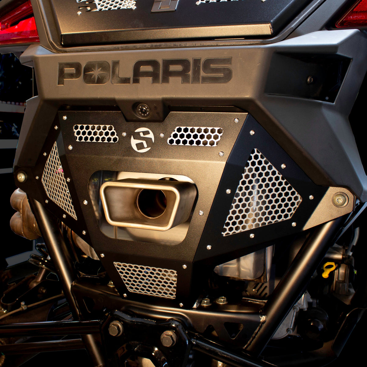 Photo of SDR Motorsports Polaris Pro R Rear Exhaust Cover by SDR Motorsports - Premium Exhaust Covers for UTVs / Side by Sides