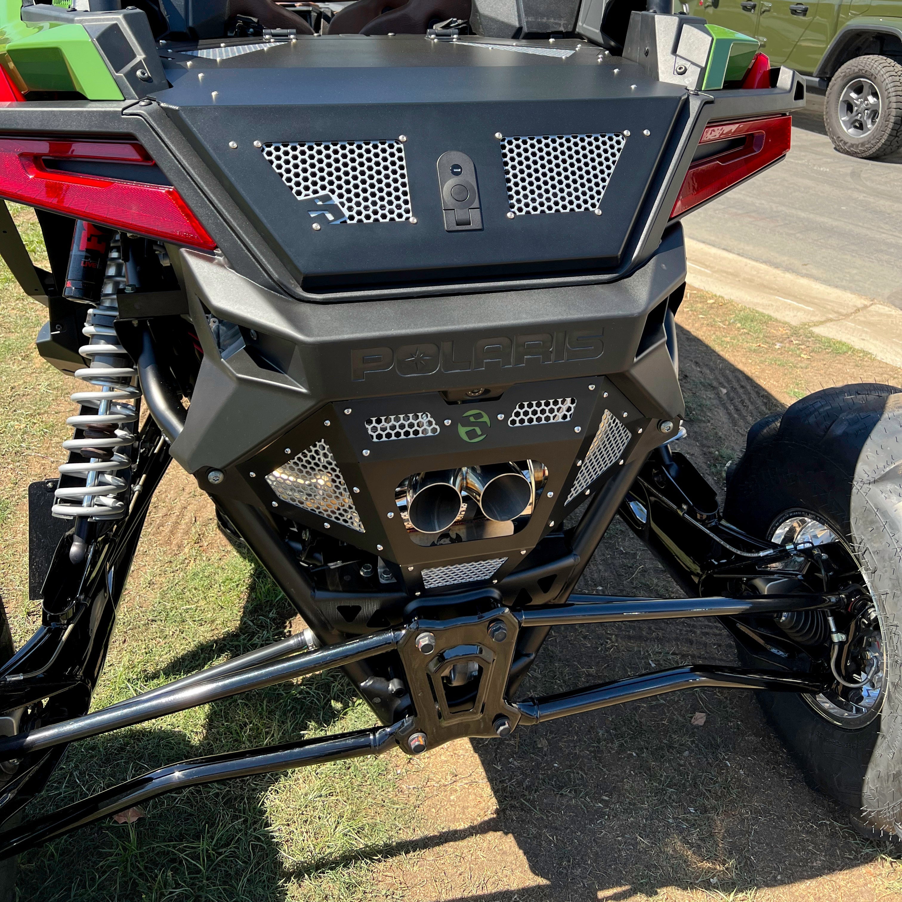 Photo of Polaris Pro R Rear Exhaust Cover by SDR Motorsports - Premium Exhaust Covers for UTVs / Side by Sides
