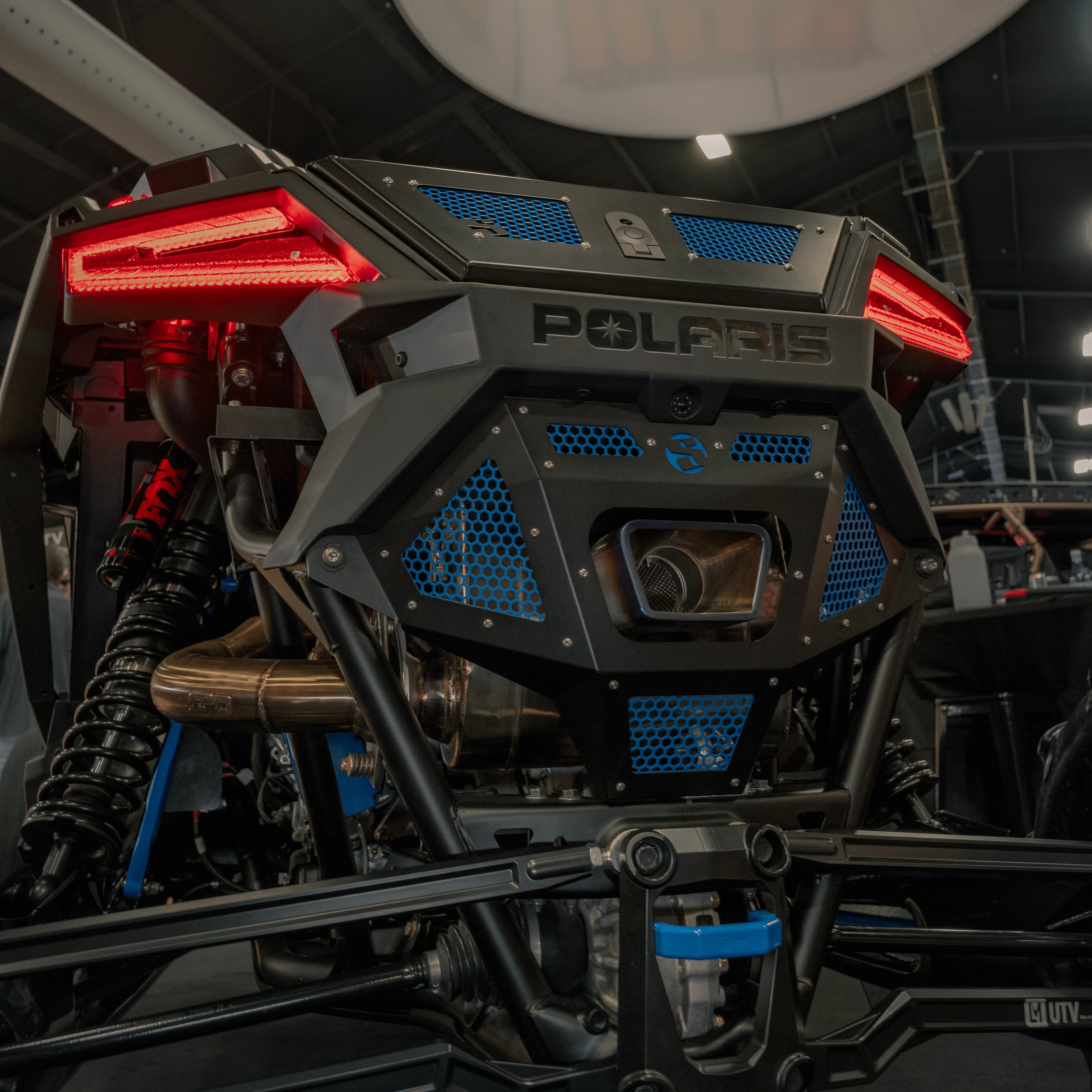 Photo of Polaris Pro R Rear Exhaust Cover by SDR Motorsports - Premium Exhaust Covers for UTVs / Side by Sides