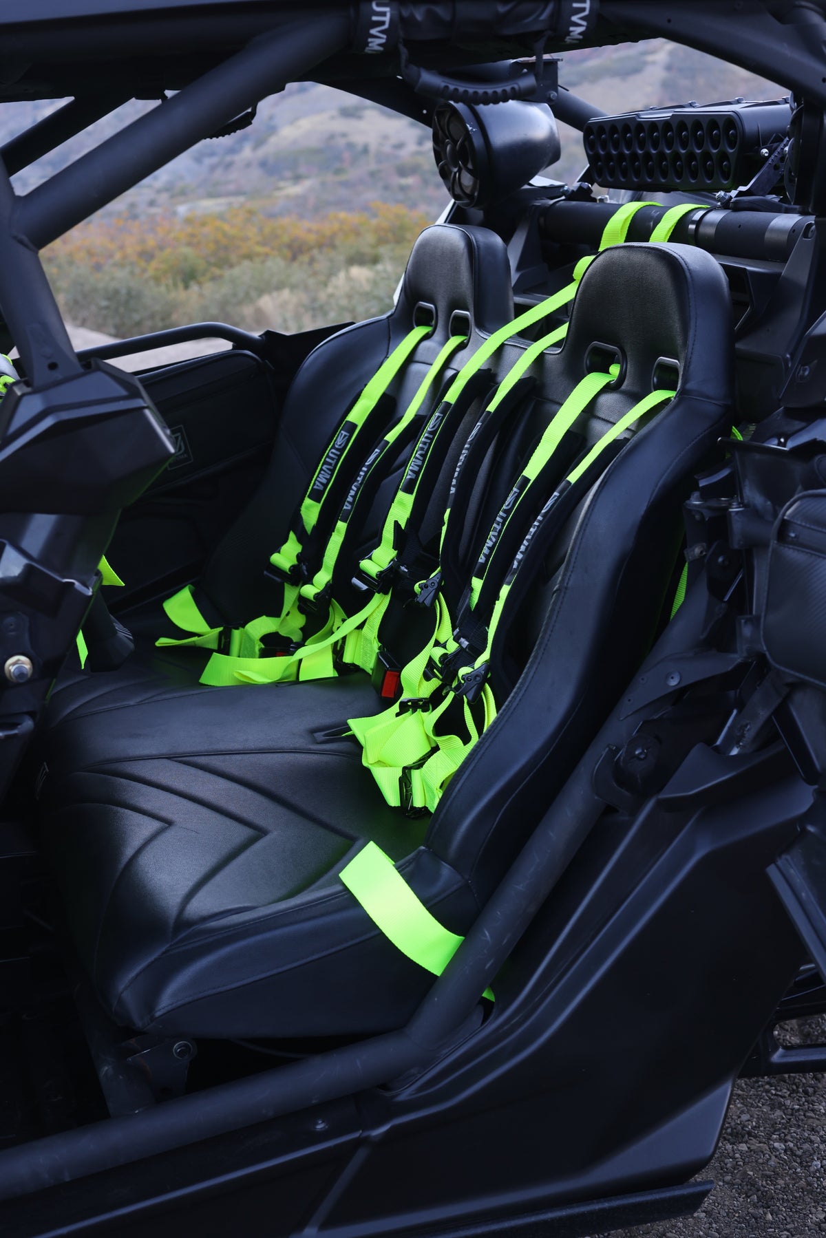 Photo of Maverick X3 Rear Bench Seat W Harnesses (2017-2025) by UTV Mountain Accessories - Premium Seats & Accessories for UTVs / Side by Sides