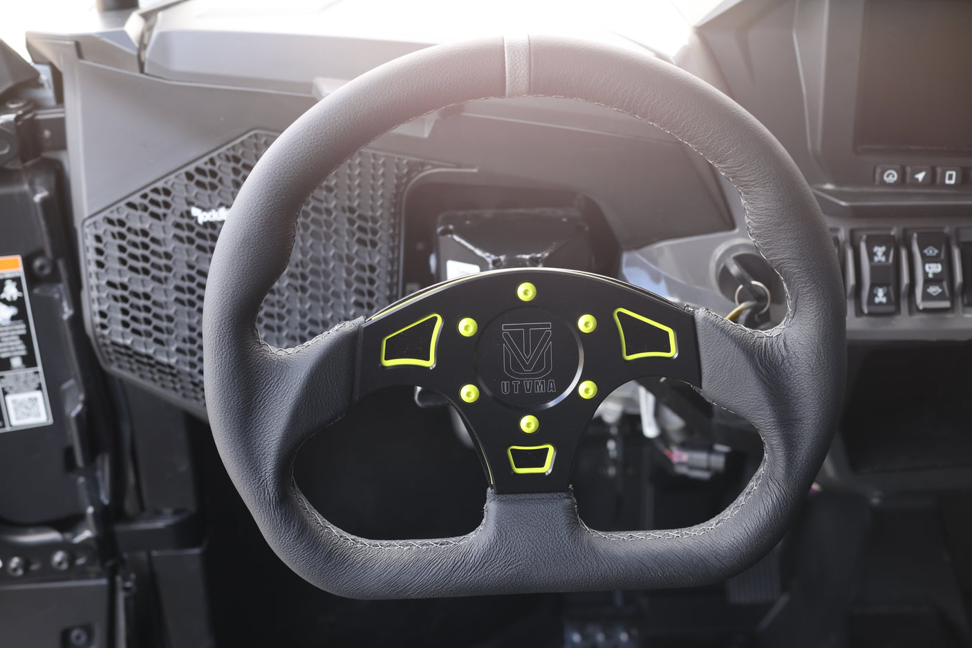 UTVMA DriftX UTV Leather Steering Wheel with Hub – Premium Grip, Universal Fit