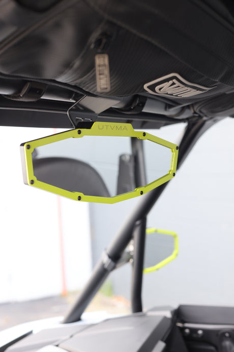 Adjustable UTV rearview mirror with mounting bracket