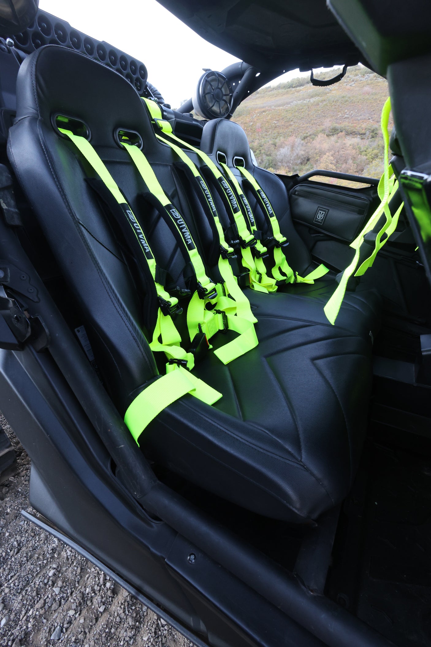 Photo of Maverick X3 Rear Bench Seat W Harnesses (2017-2025) by UTV Mountain Accessories - Premium Seats & Accessories for UTVs / Side by Sides