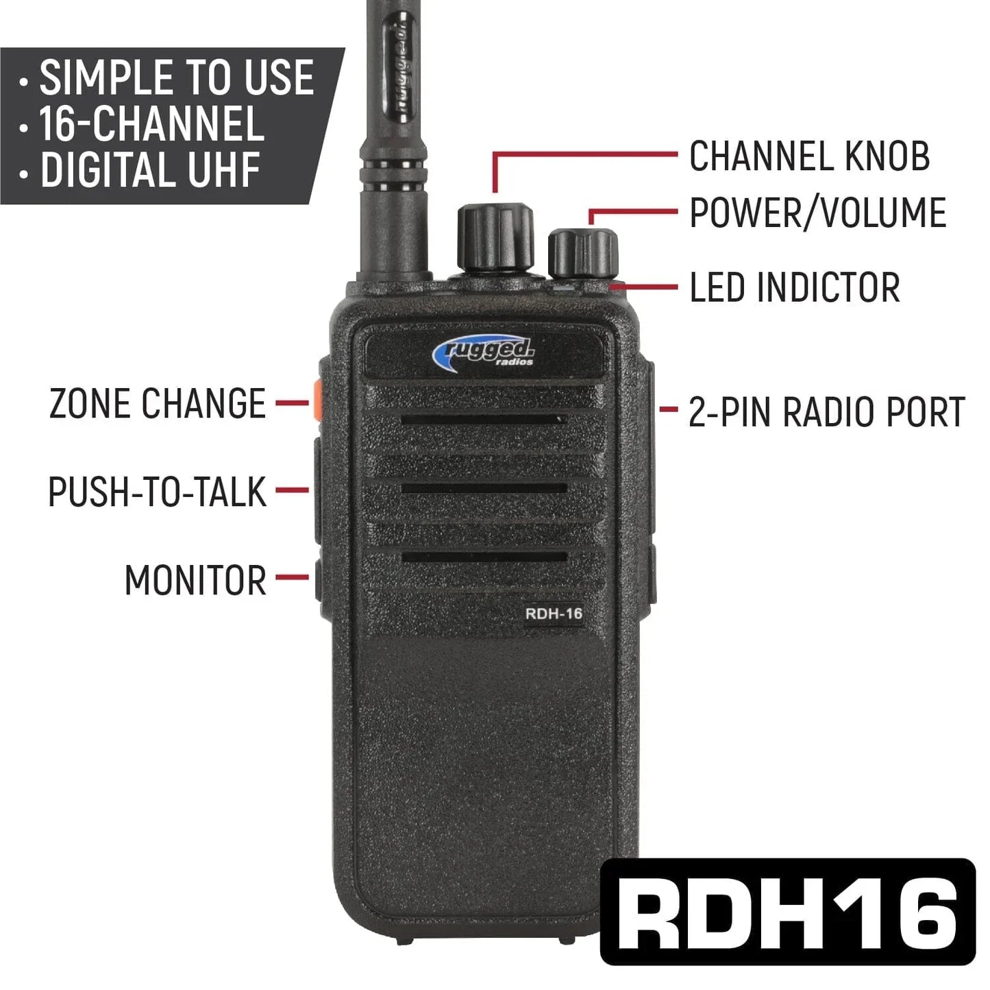 Photo of RUGGED Wired Driver Only Communication Kit with RDH16 Radio by Rugged Radios - Premium for UTVs / Side by Sides