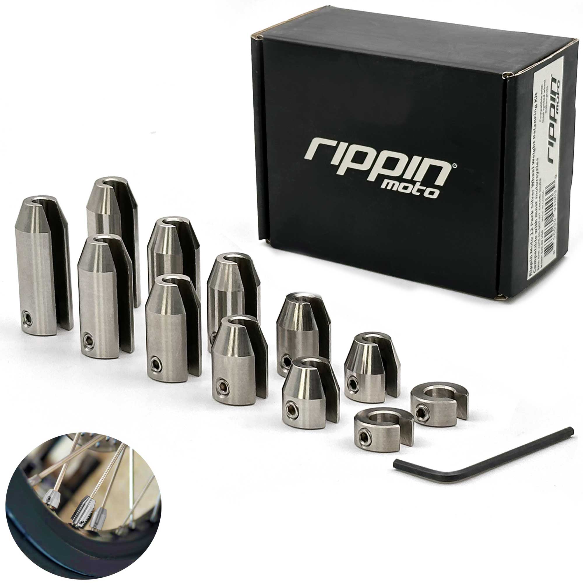 Photo of 12 Pack Spoke Wheel Weight Kit (Nickel Finish) by Rippin Moto - Premium Wheels for UTVs / Side by Sides