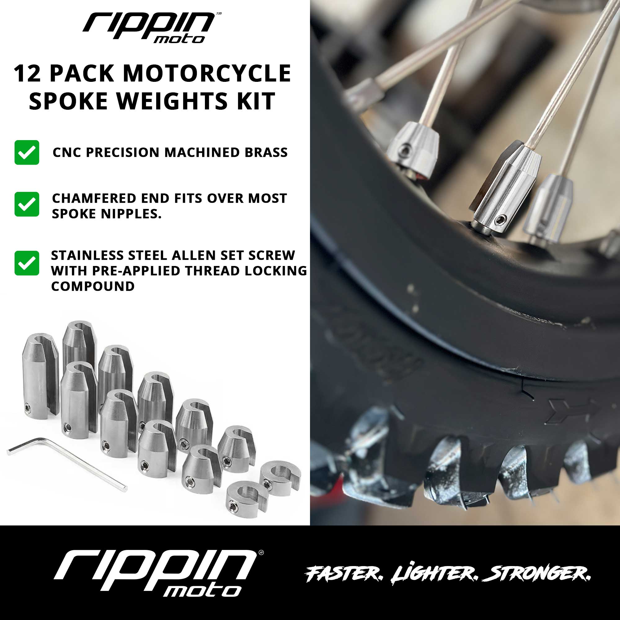 Photo of 12 Pack Spoke Wheel Weight Kit (Nickel Finish) by Rippin Moto - Premium Wheels for UTVs / Side by Sides